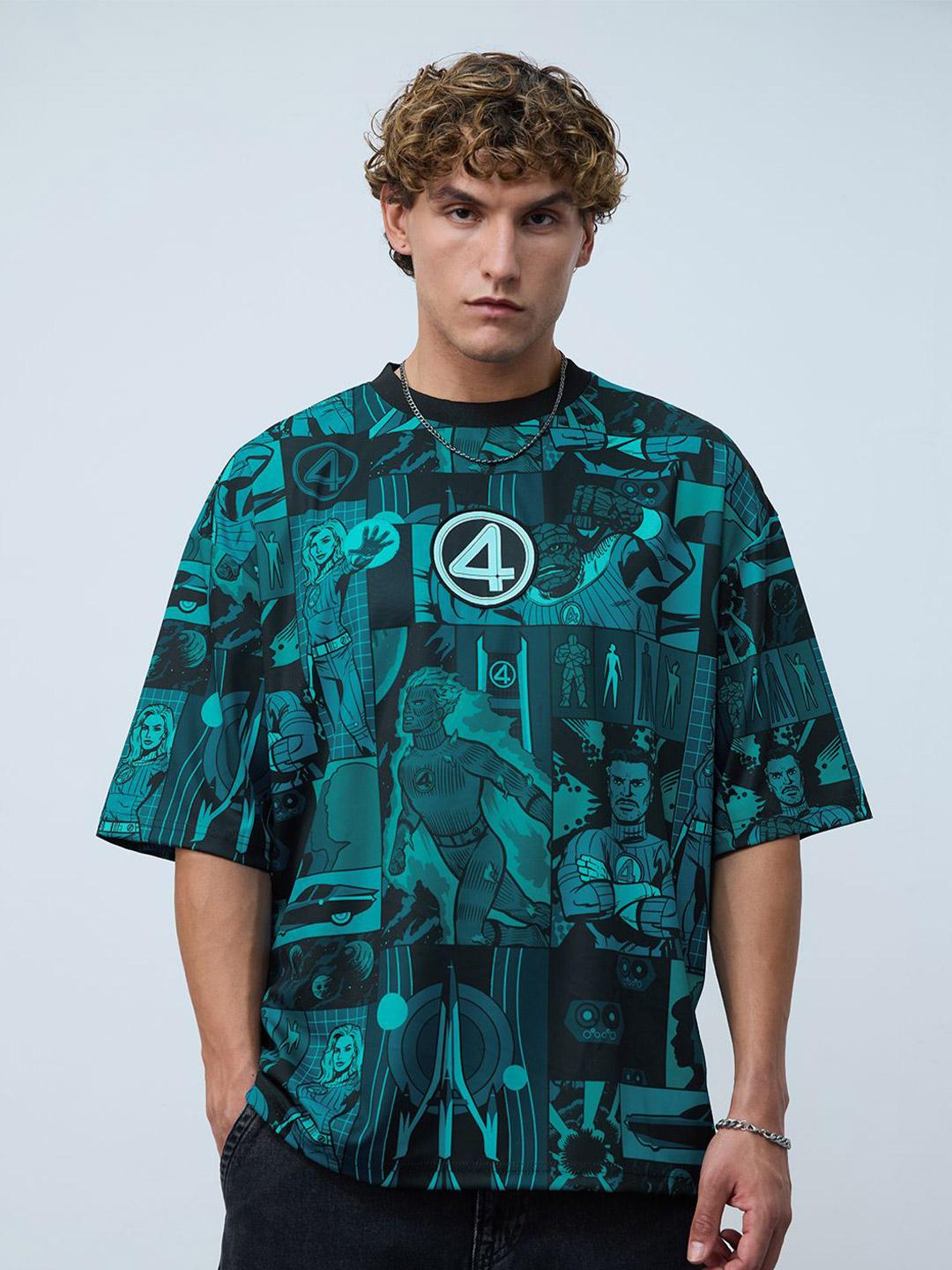 The Souled Store Men Oversized Fantastic Four Blue Tshirts - Image 1