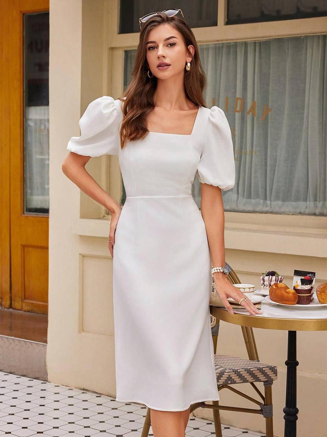 Buy Stylecast X Kotty Women Puff Sleeve Sheath Midi Dress