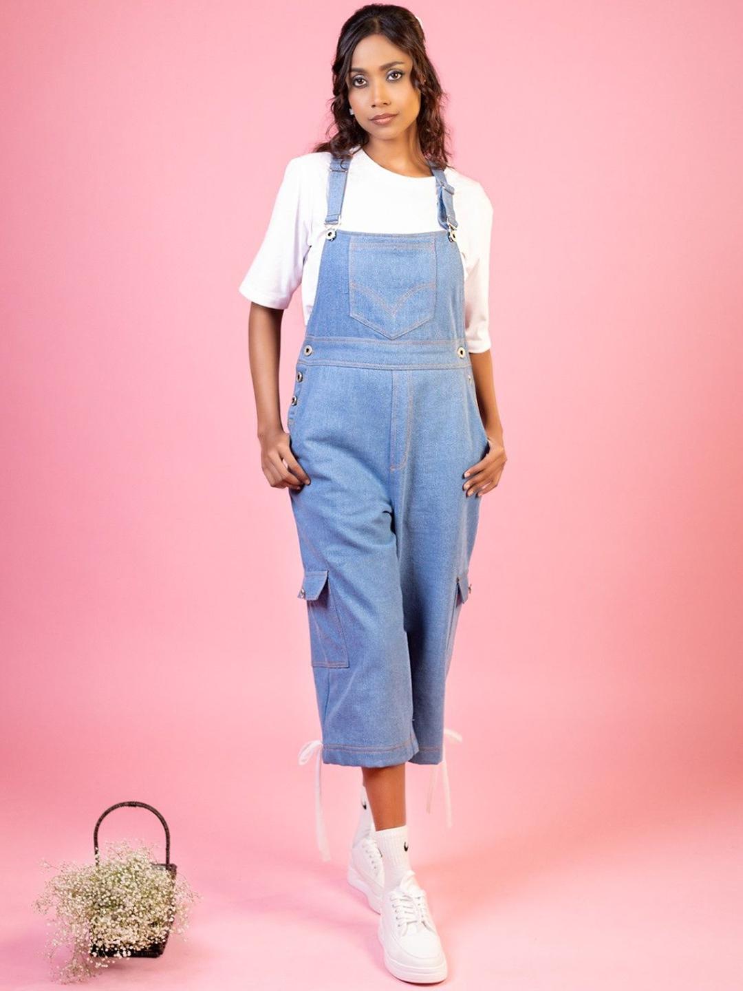 Buy THE BEHRUZ THEORY Women Dungaree With Half Sleeve T-Shirt