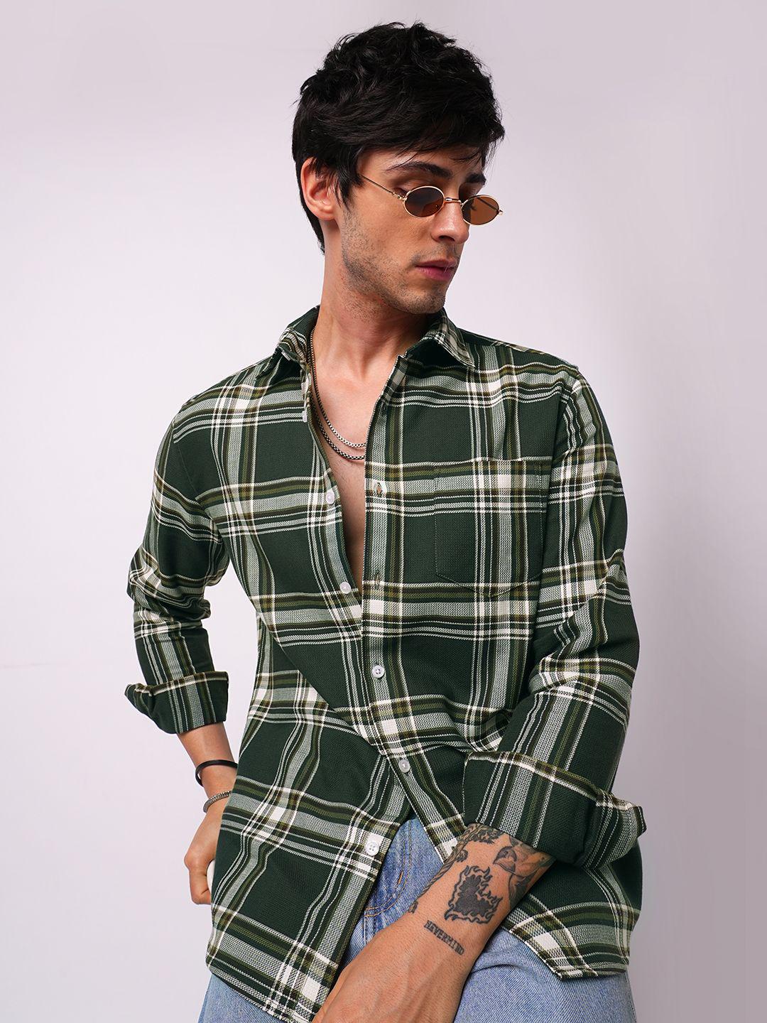 VASTRADO Classic Evergreen Broad Checked Slim Fit Cotton Shirt - Image 1