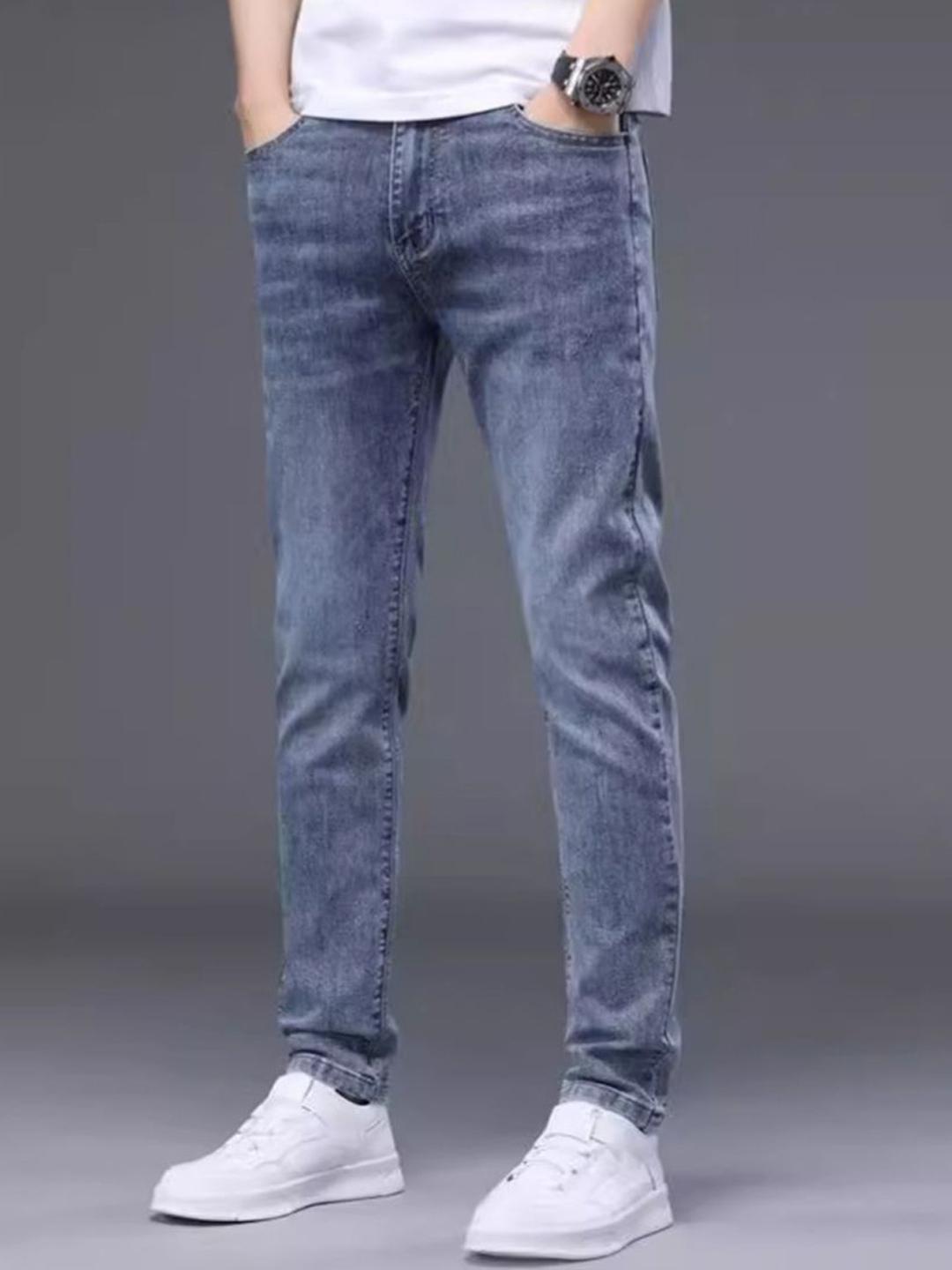 HERE&NOW Men Regular Fit Mid-Rise Light Fade Cotton Jeans - Image 1