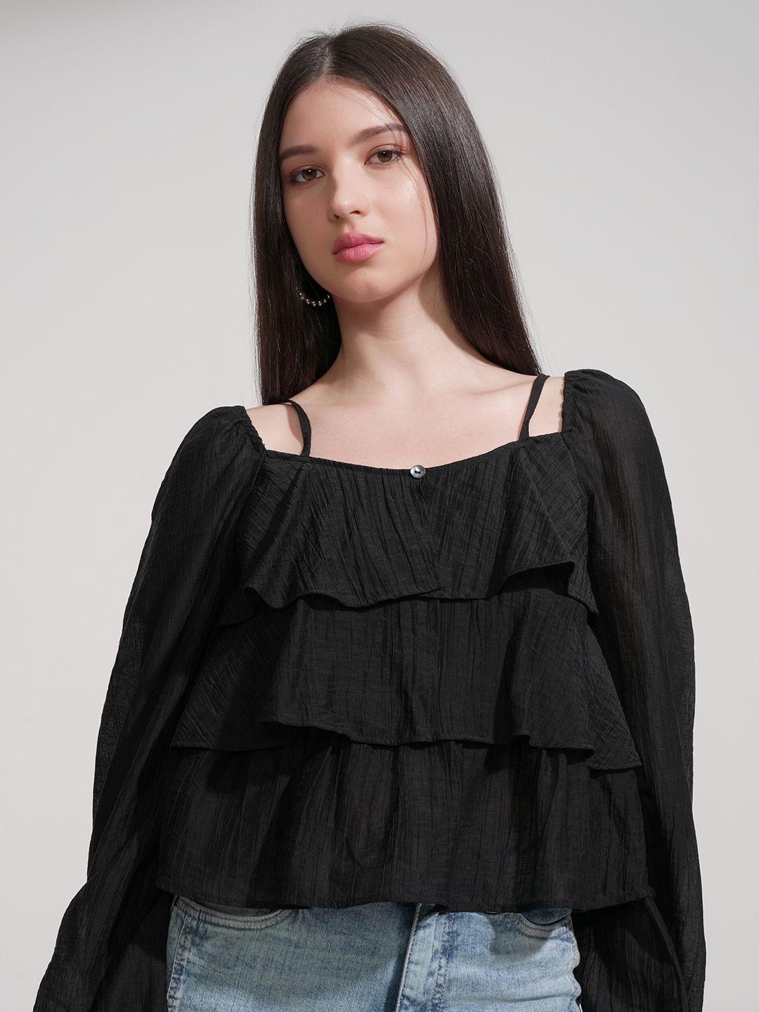 Buy Tokyo Talkies Women Solid Tiered Ruffle Top - Tops for Women