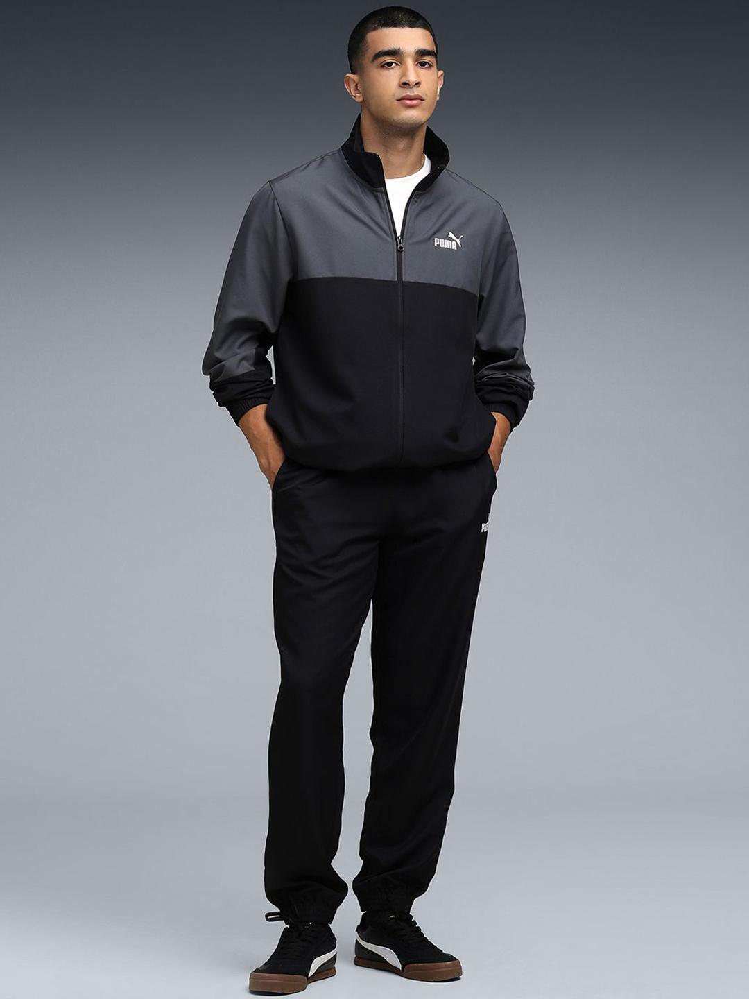 Puma Men Woven Mid-Rise Mock Collar Tracksuit