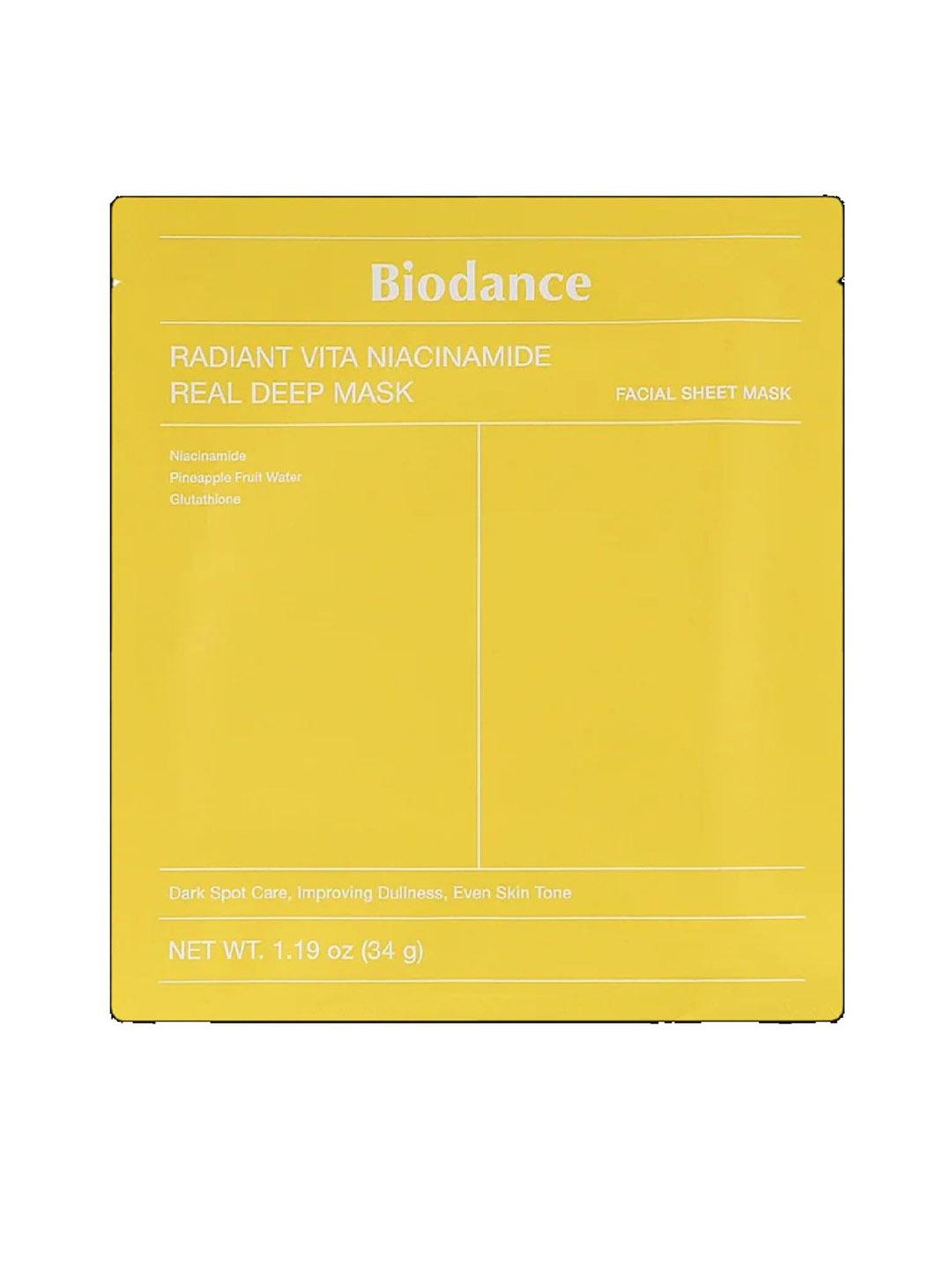biodance Radiant Vita-Mask Sheet Mask 黄色 Buy Biodance Radiant Vita Niacinamide Real Deep Mask - 34 g