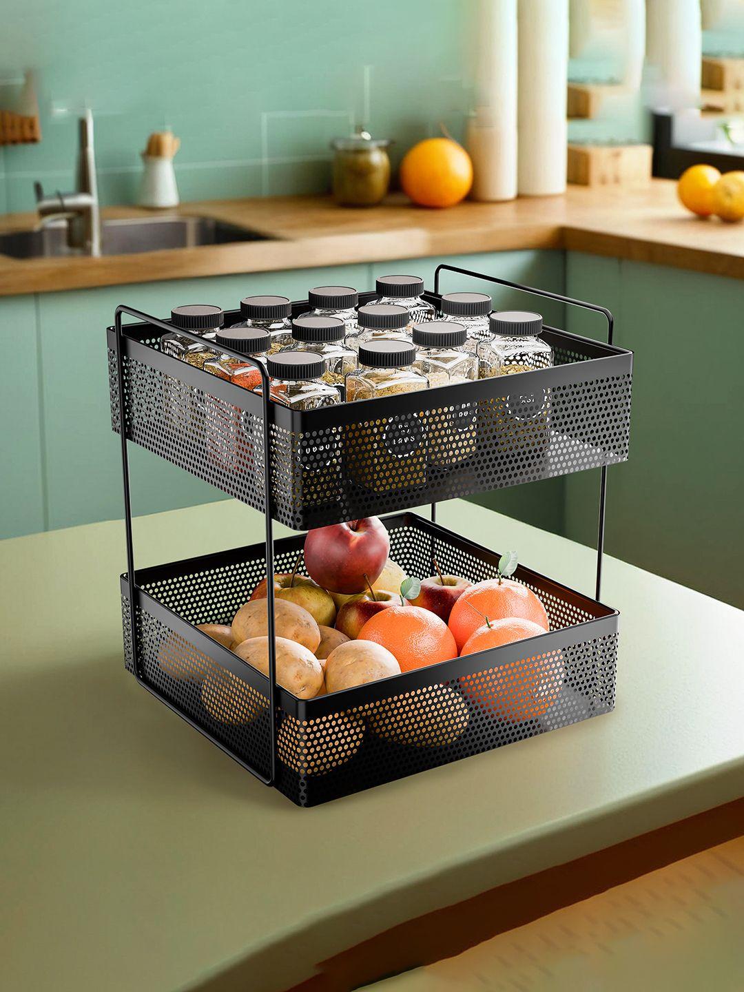 Buy Kuber Industries Black 2-Tier Metal Square Shaped Kitchen Rack