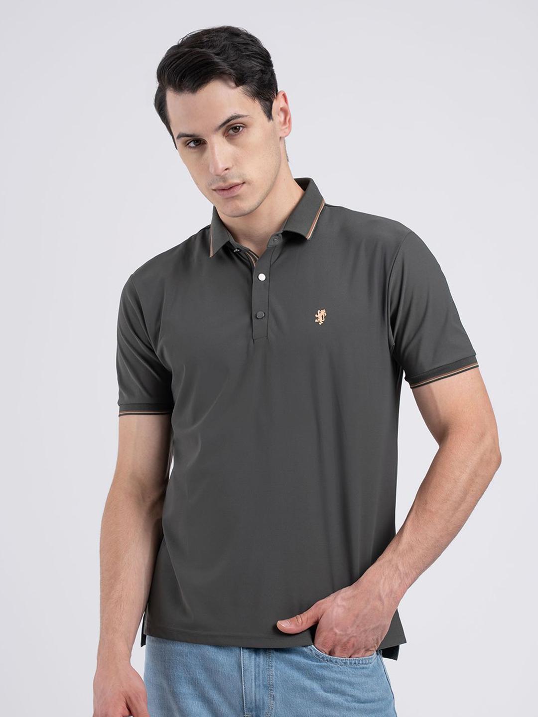 Red Tape Men Jacquard Stretchable Polo Collar T-Shirt Red - Image 1