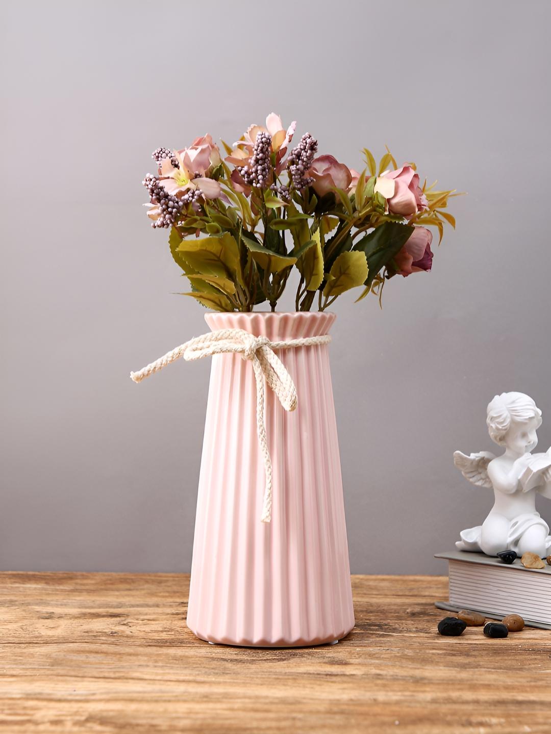 Buy TAYHAA Vintage Charm Pink Striped Ceramic Rope Flower Vase