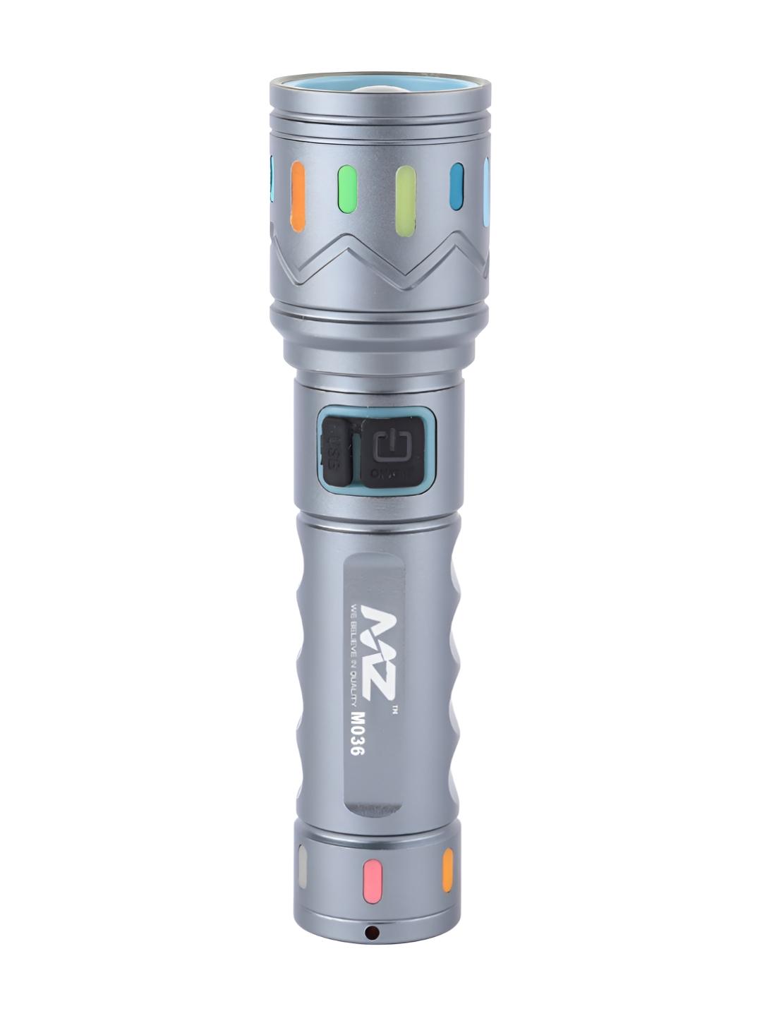 Buy MZ M036 Silver Toned 80W Metal Rechargeable Led Flashlight