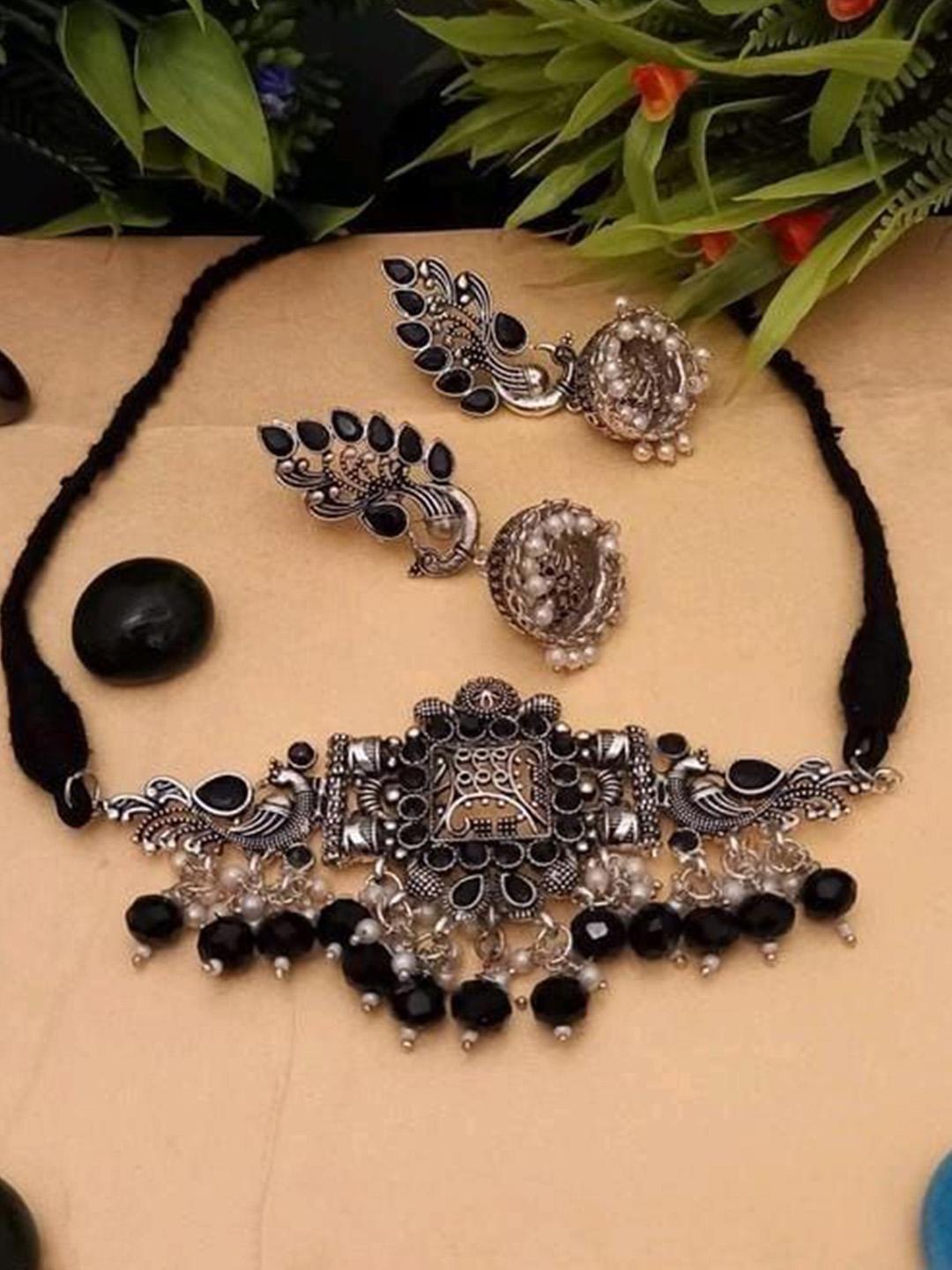 SZN Artificial Stones Studded Oxidised Jewellery Set