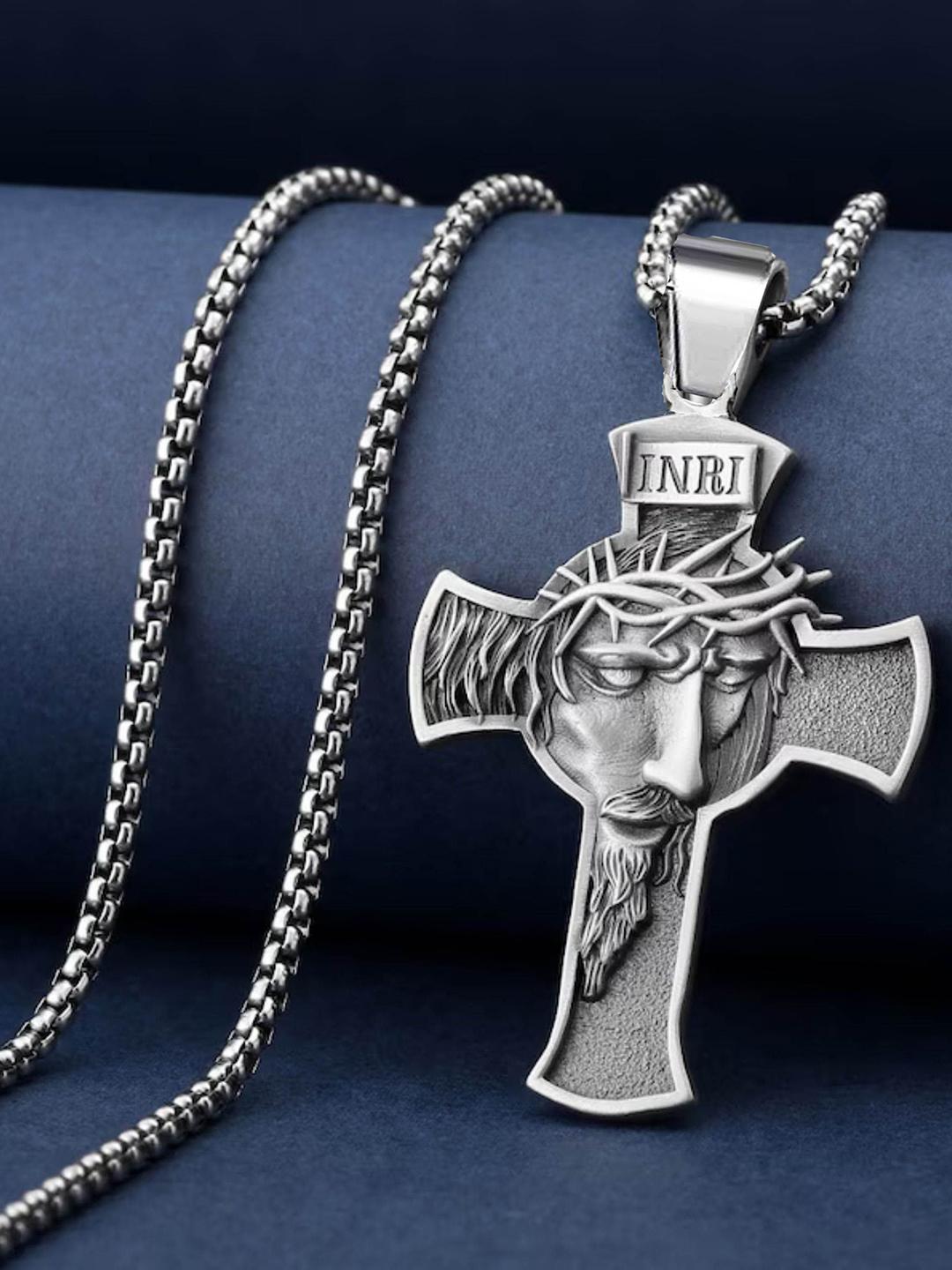 Buy M Men Style Men Rhodium-Plated Contemporary Religious Jesus
