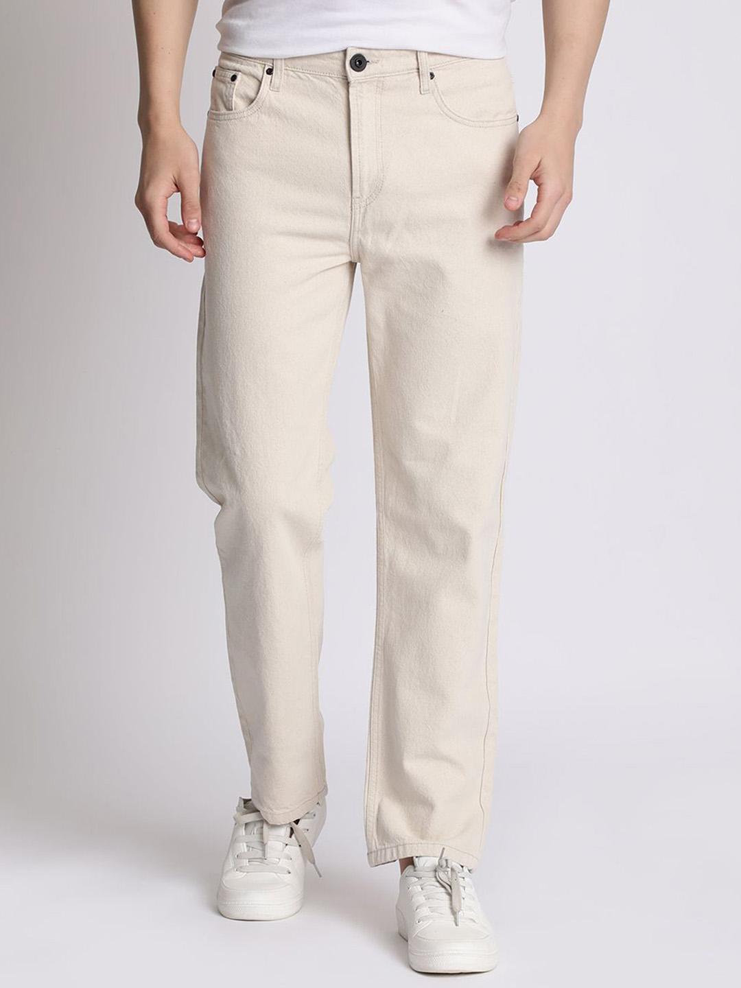 Roadster Men Cotton Ecru Straight Fit Jeans - Image 1