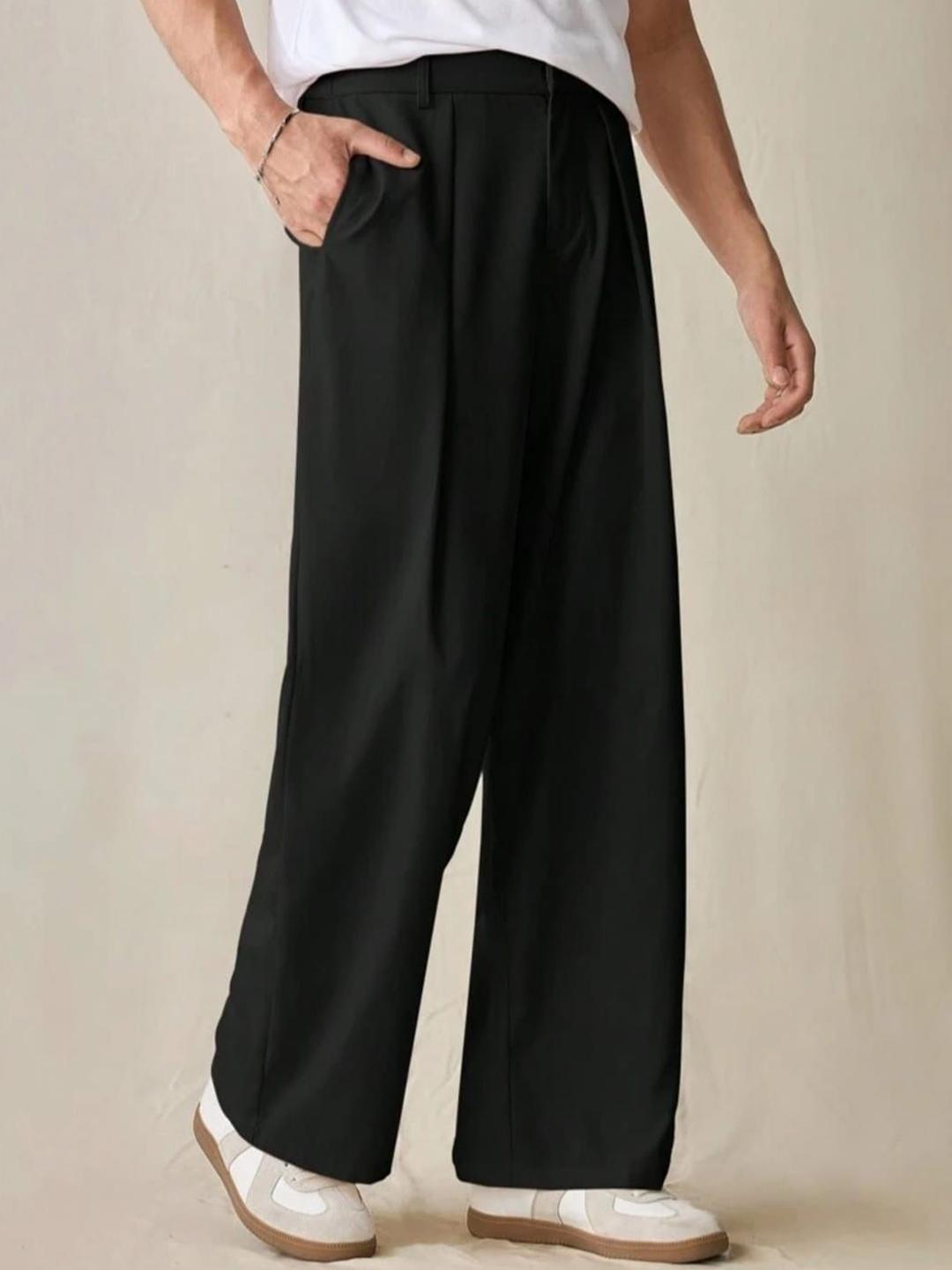 BROADSTAR Men Smart Loose Fit Pleated Korean Pants