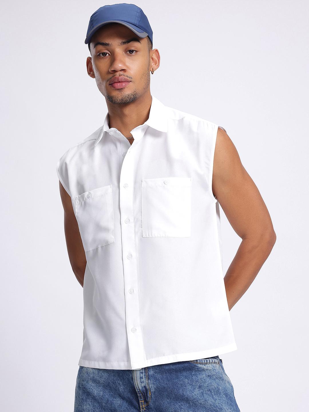 【MADISONBLUE】FLY FLONT SLEEVELESS SHIRT Buy Alan Jones Clothing Printed Sleeveless T-Shirt for Men