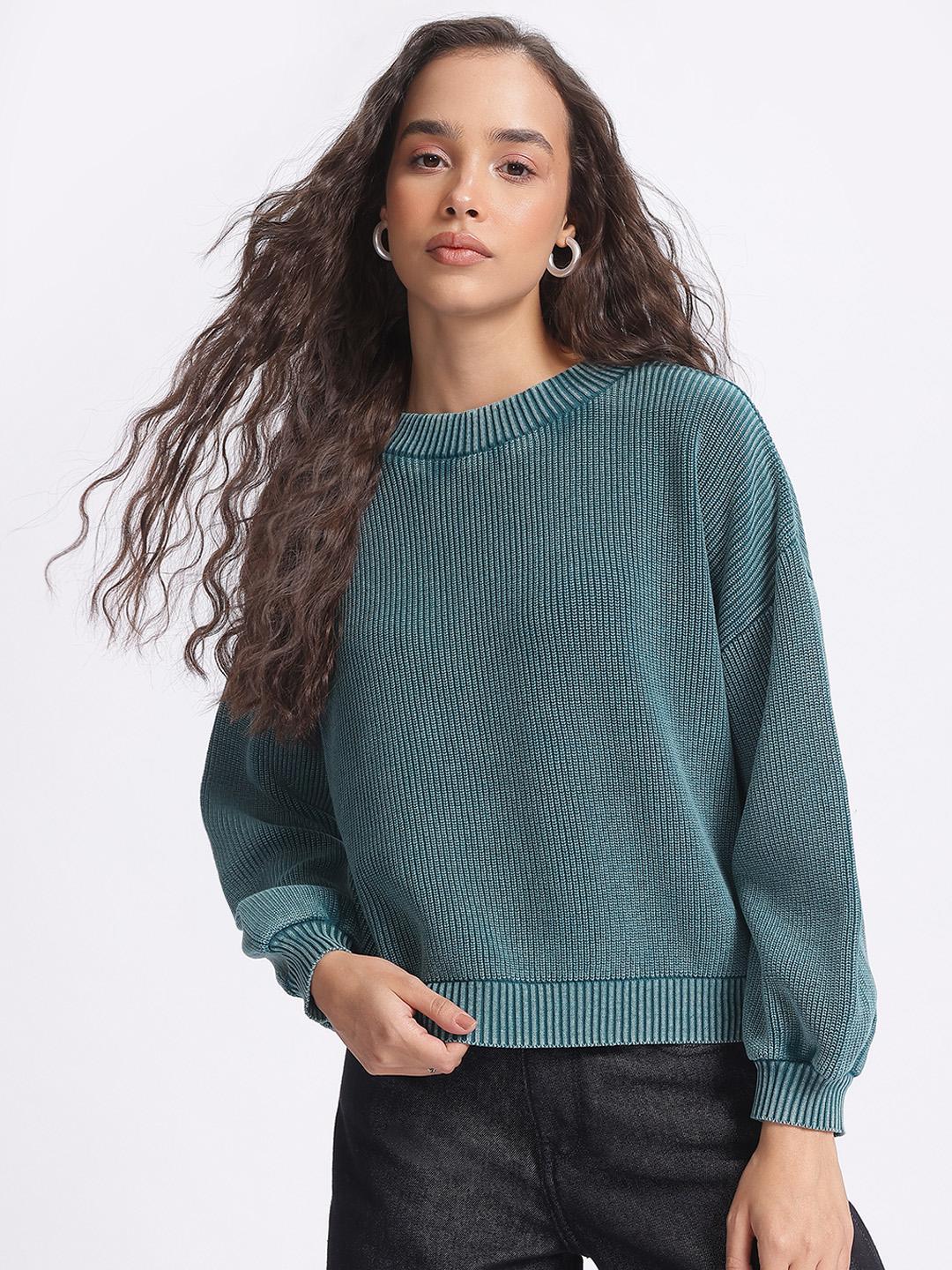 Buy glitchez Knitwear Ribbed Oversized Pullover - Sweaters for