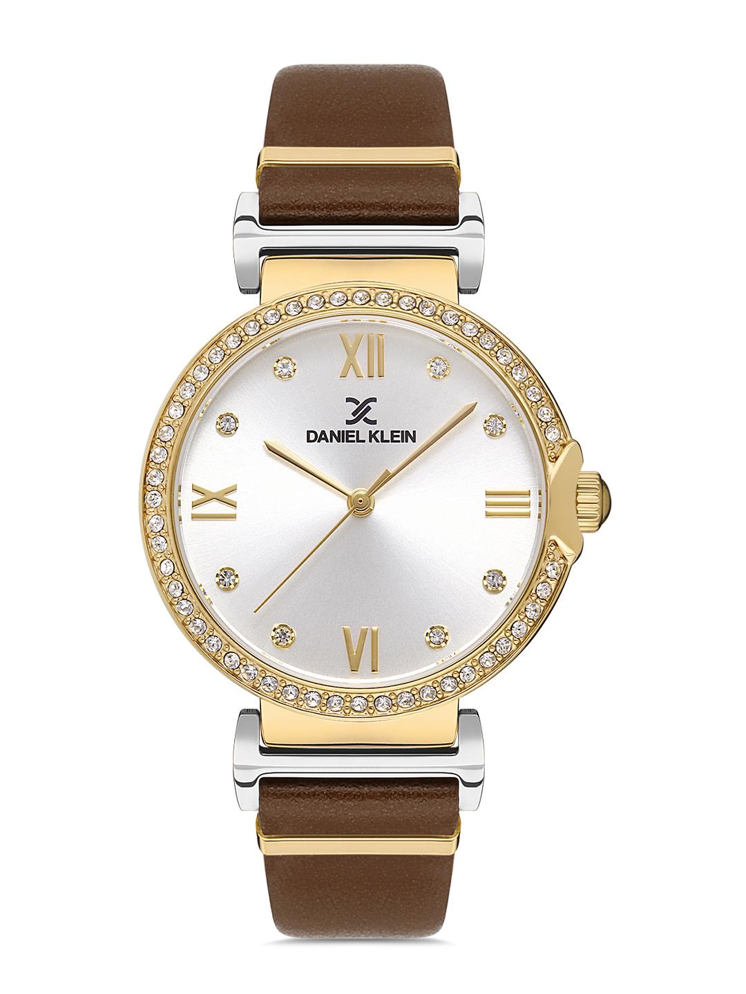 Daniel Klein Women's Silver-Toned Dial Brown Strap Watch DK.1.13219-6 at ₹1,800 (80% Off) – Myntra