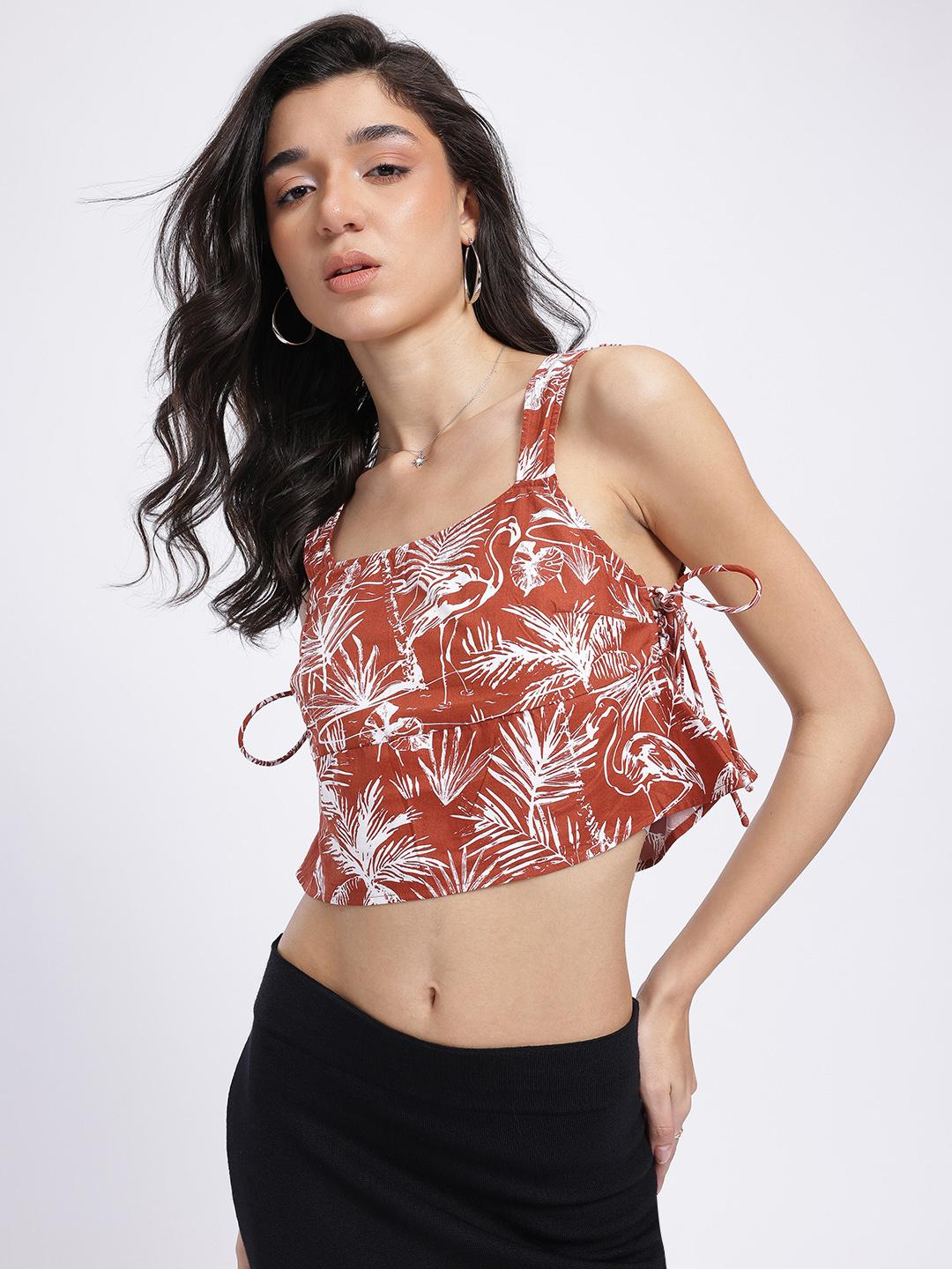 ★ mignon.r.l★ Buy glitchez Floral Print Tie-Up Crop Top - Tops for Women