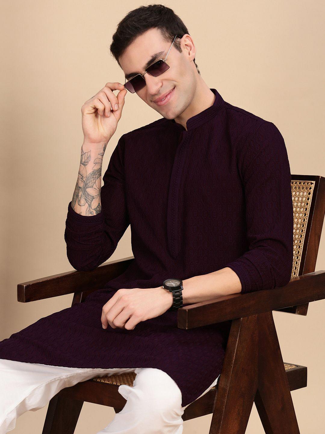 House of Pataudi Chikankari Cotton Straight Kurta - Image 1