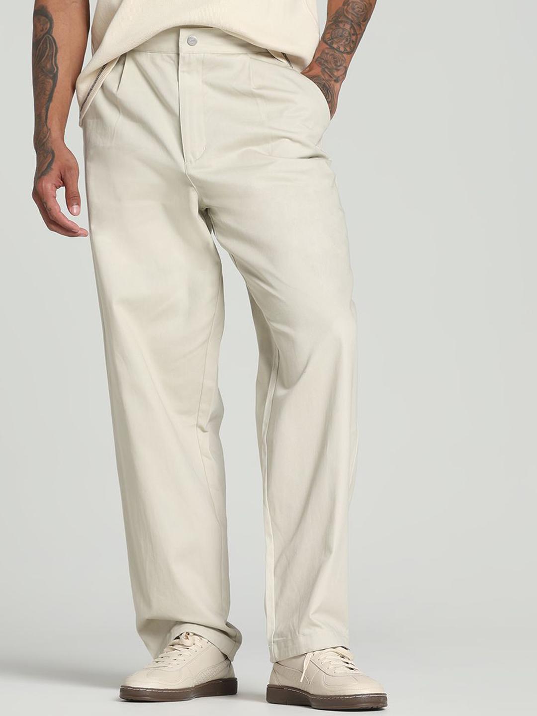 Buy Puma MMQ Men Mid Rise Relexed Fit Cotton Oversized Chino Pants