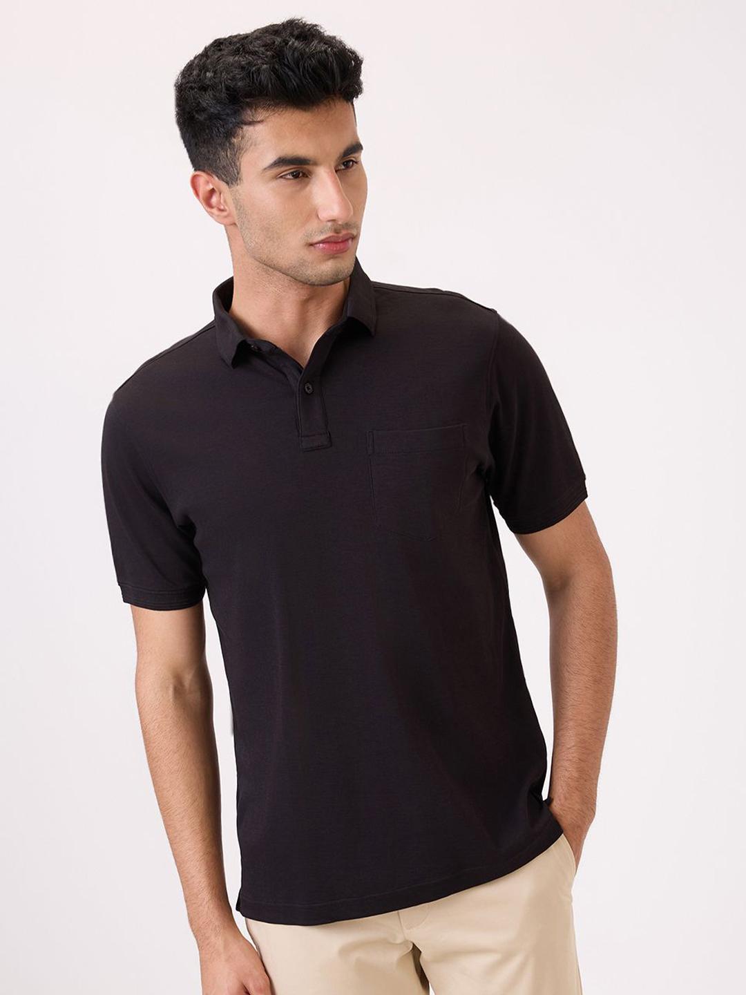 Buy Raymond Pure Cotton Contemporary-Fit Half Sleeve Polo Neck