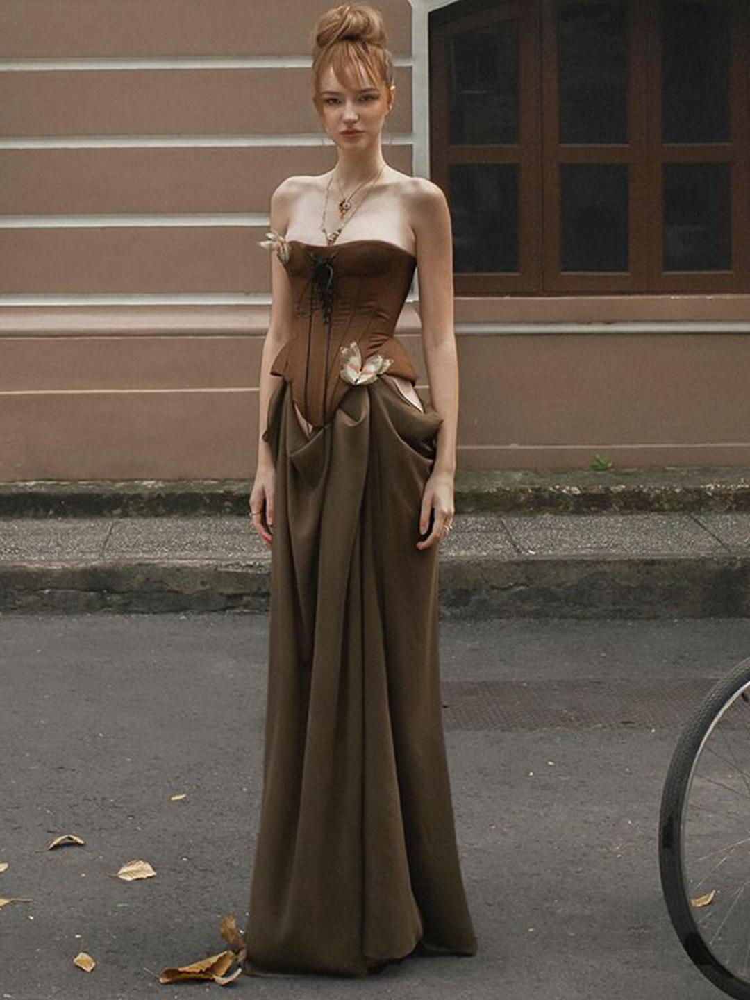 Buy bebe Brown Strapless Lace-Up Corset Bodice Asymmetric Draped Maxi Dress - Dresses for Women 33993323 | Myntra Buy bebe Brown Strapless Lace-Up Corset Bodice Asymmetric Draped Maxi Dress - Dresses for Women 33993323 | Myntra