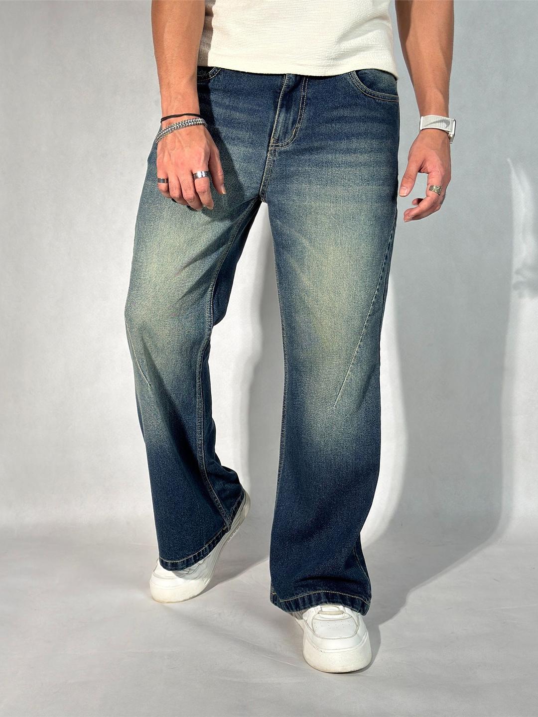 Off Duty India Men Straight Fit Mid-Rise Mildly Distressed Heavy Fade