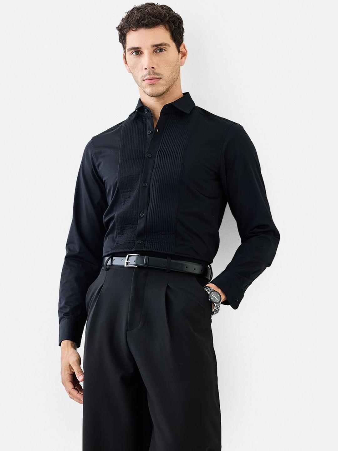 Snitch Textured Cotton Slim Fit Shirt
