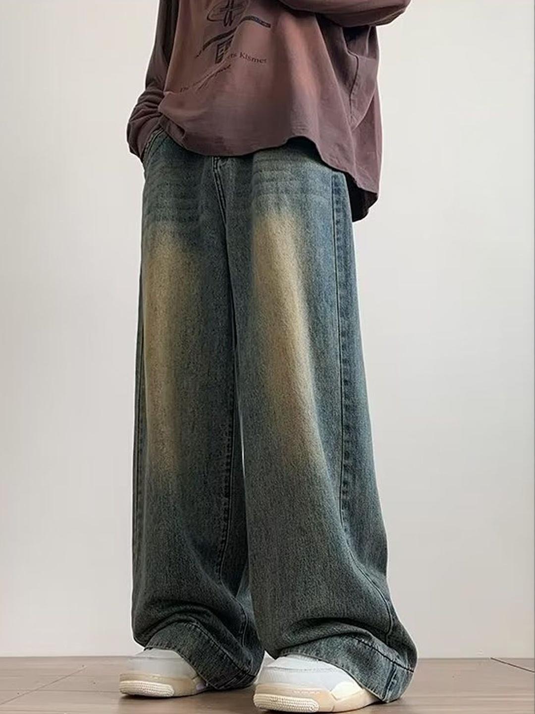 StyleCast Men Wide Leg Mid-Rise Light Fade Jeans