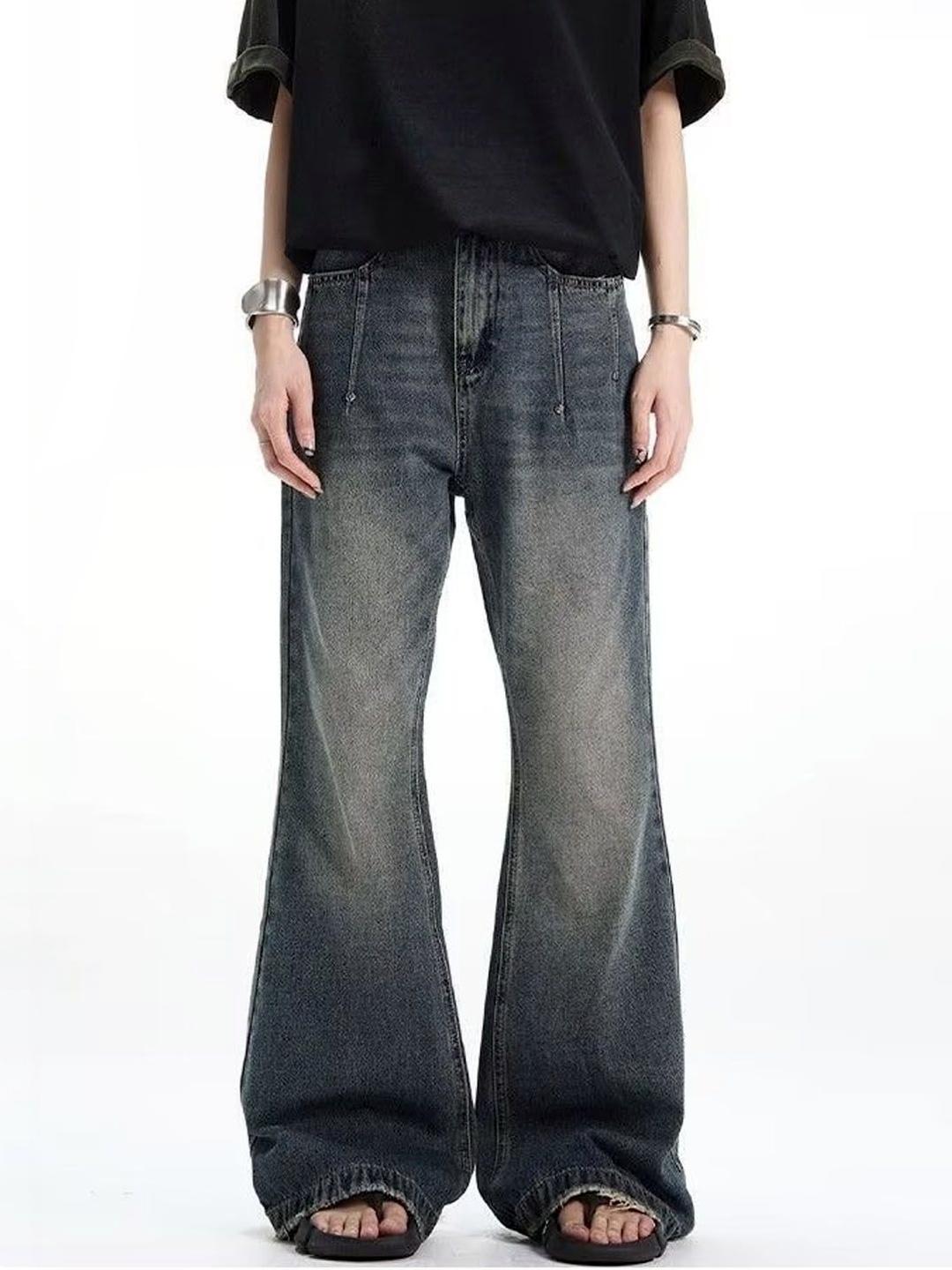 StyleCast Men Wide Leg Mid-Rise Dark Shade Jeans