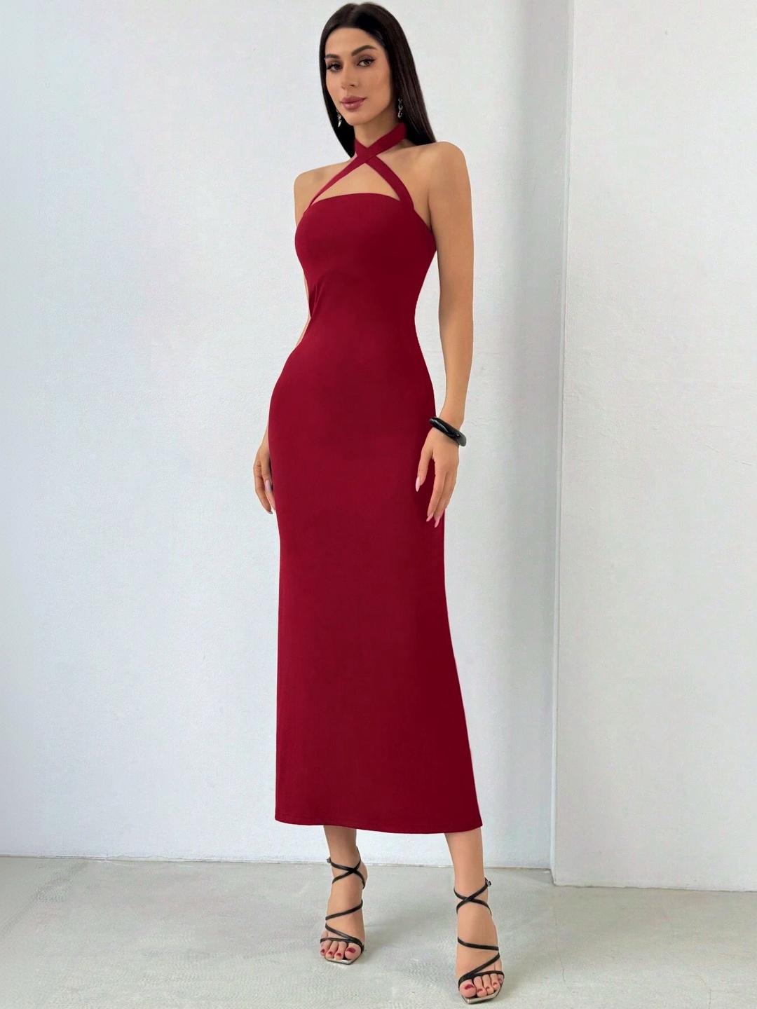 long sleeve backless thong detail mini bodycon dress in black TA3 Plungey Long Sleeve Mini Dress - Black - 3X main image 0