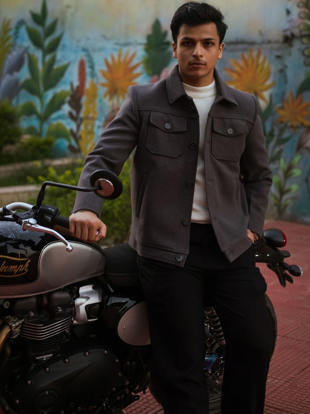 JAVINISHKA Men Woollen Puffer Jacket - Image 1