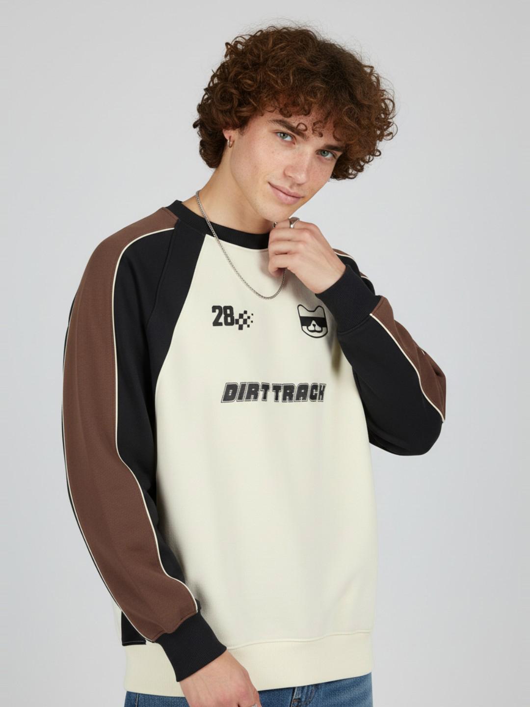glitchez Typography Print Colourblocked Sweatshirt