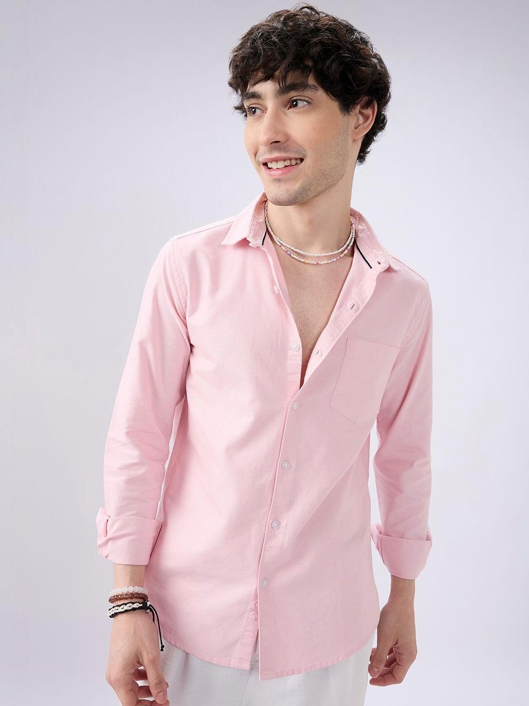 VASTRADO Men Pastel Pink Workday Essential Shirt - Image 1