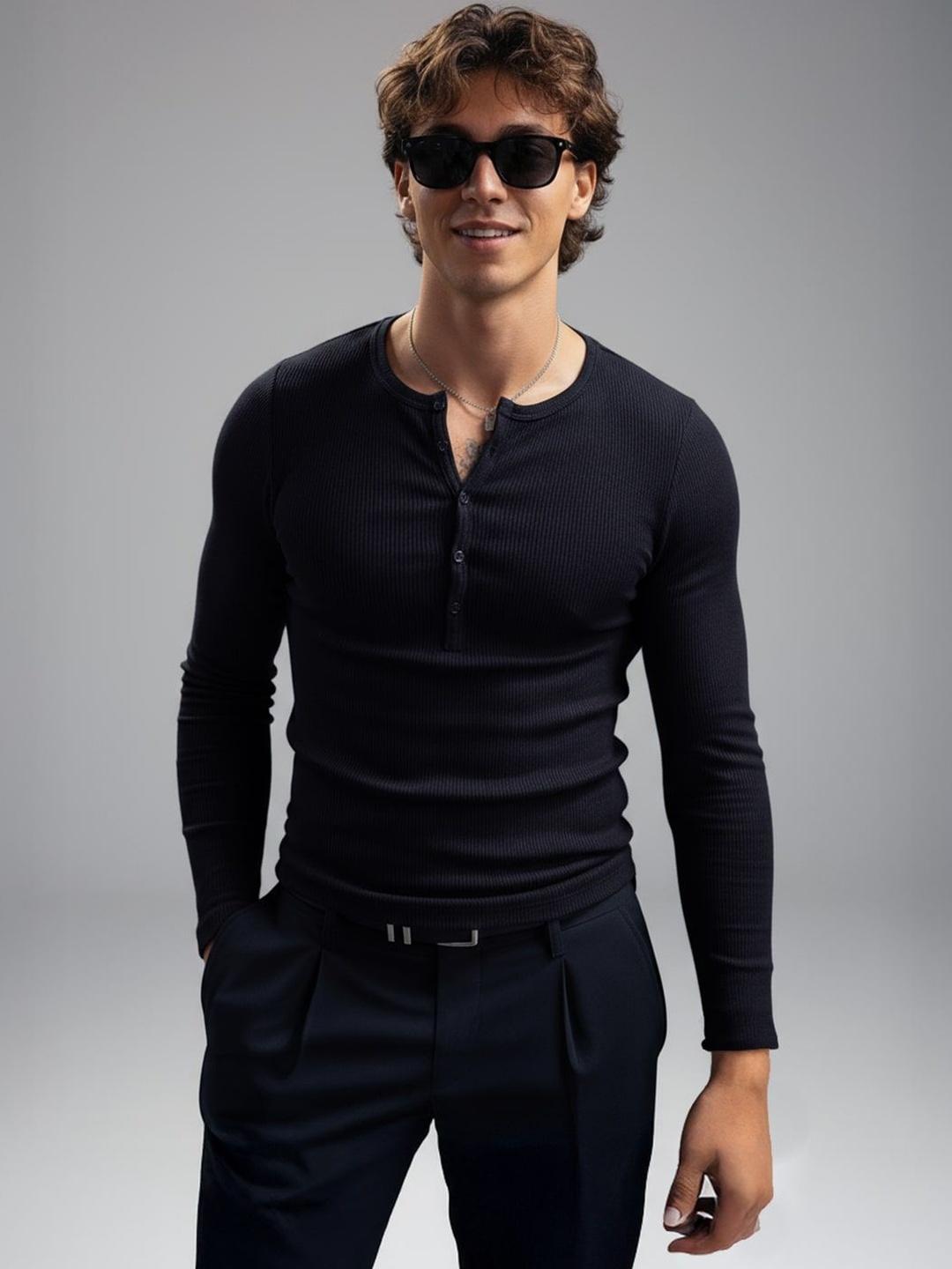 FUGAZEE Men Henley Neck T-shirt