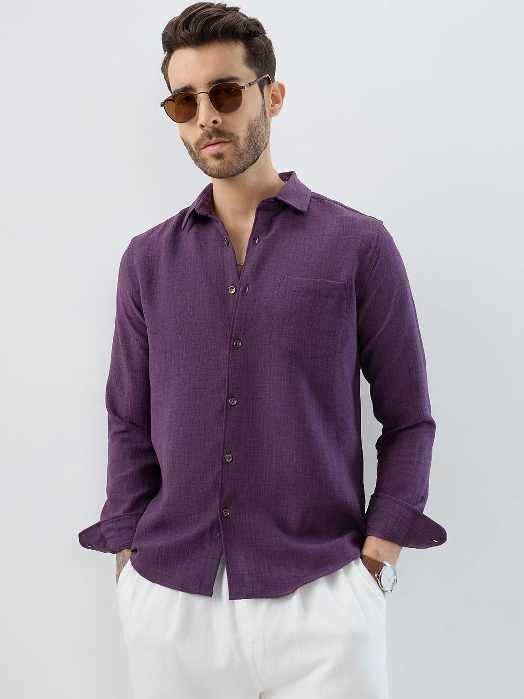 VASTRADO Men Opulent Dark Wine Shirt - Image 1