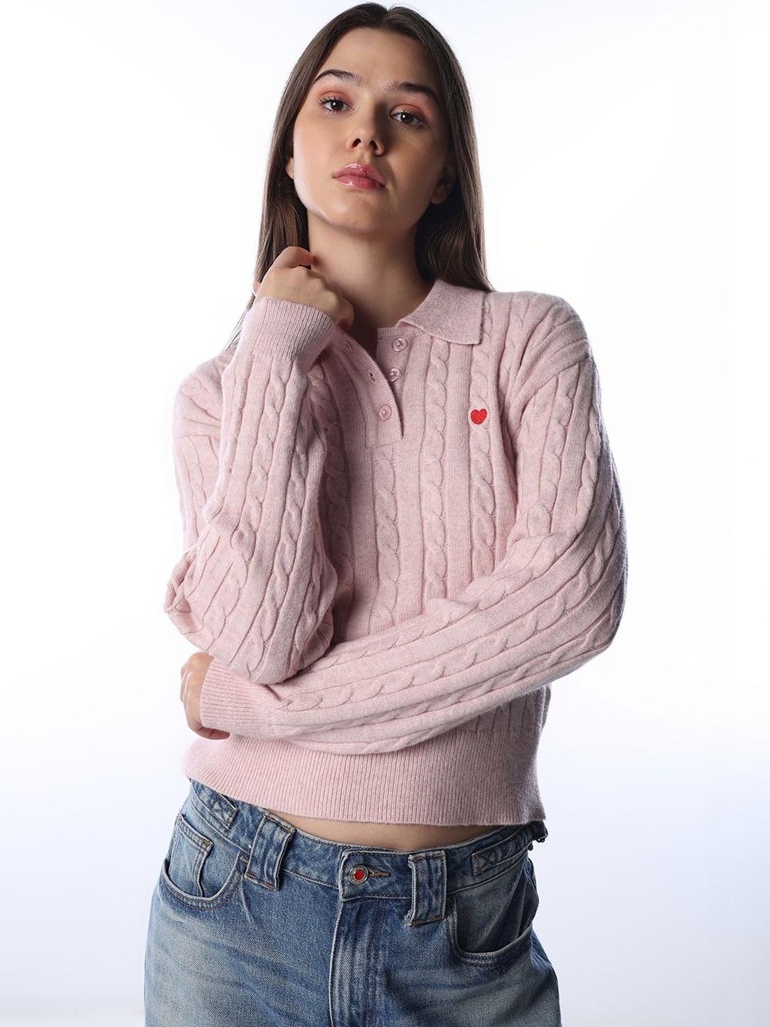 大谷映美里　RM logo knit_M size【pink】 Prapti Handicrafts 3ply Rani Pink Mercerised Premium Cotton