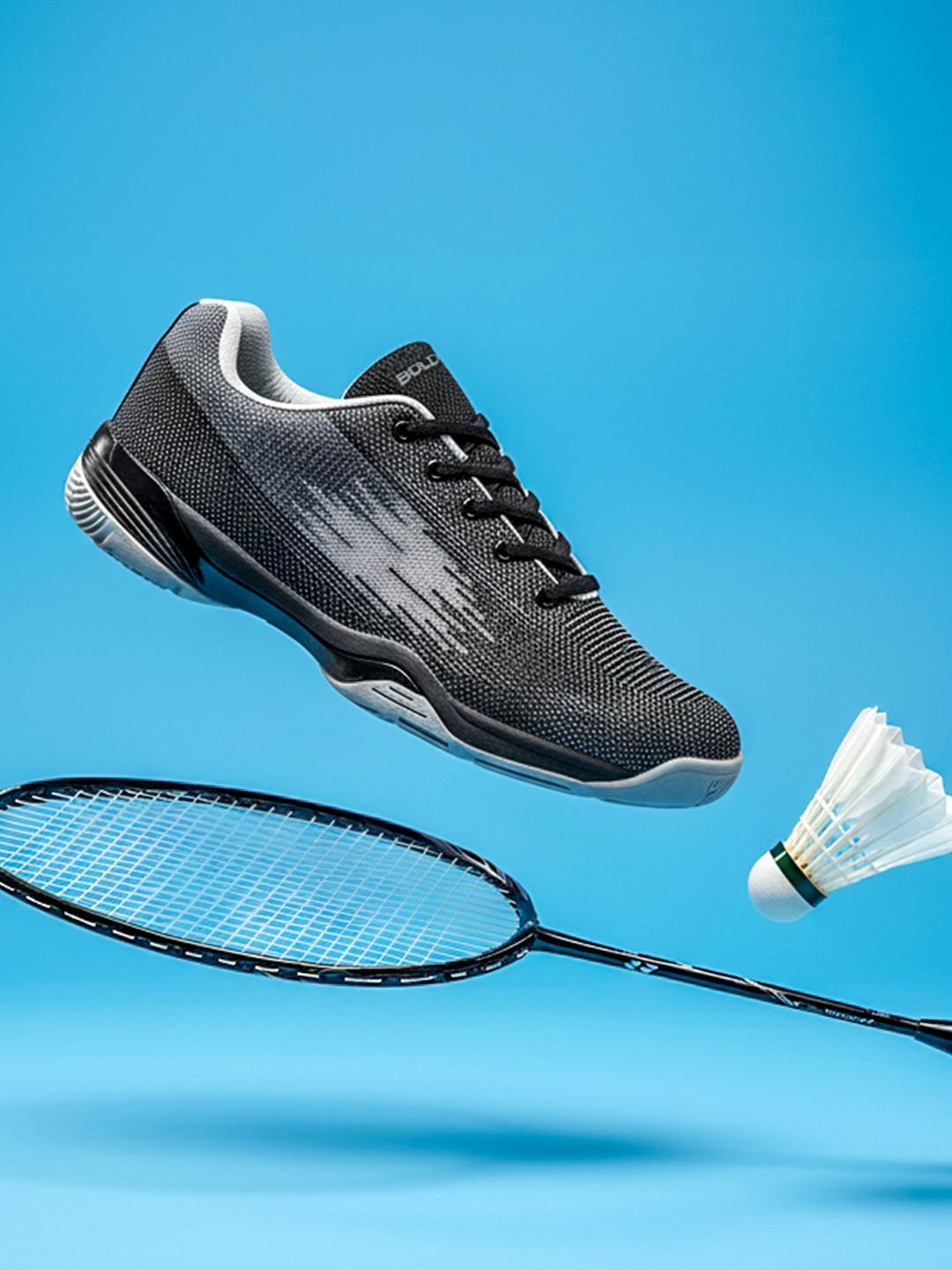 BOLDFIT Men Black Grey Badminton Shoes - Image 1