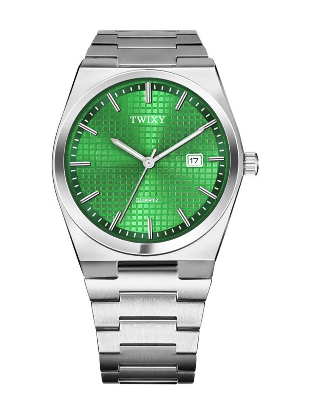 Buy TWIXY Men Brass Dial & Stainless Steel Cut Work Straps