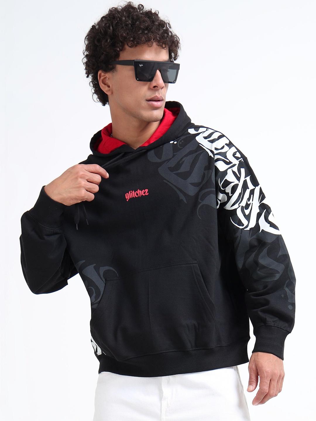 glitchez Men Printed Hooded Sweatshirt - Image 1