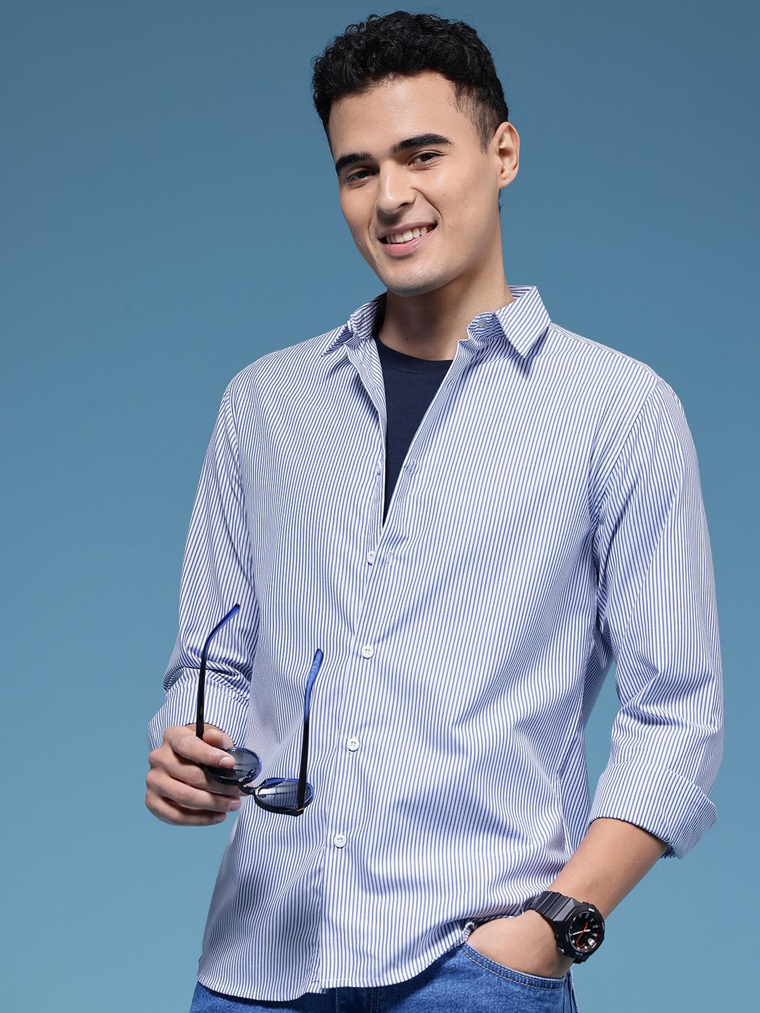 HERE&NOW Slim Fit Vertical Stripes Casual Shirt