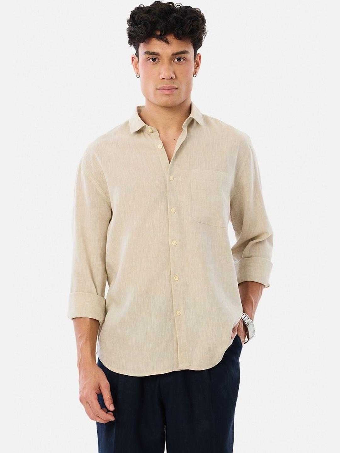 Snitch Men Spread Collar Regular Fit Casual Shirt