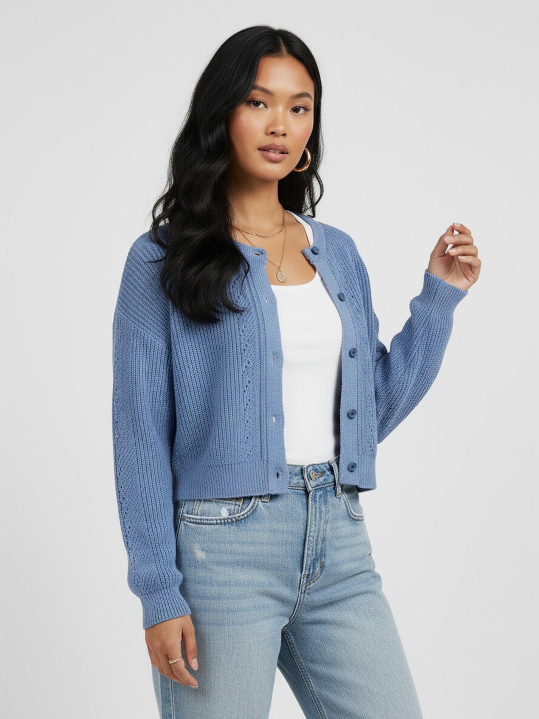 Buy glitchez Ribbed Drop-Shoulder Oversized Cardigan - Sweaters