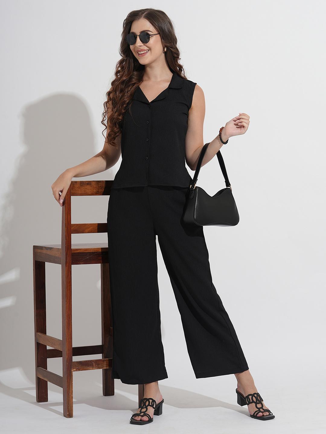 Buy Murcia Self Design Sleeveless Shirt With Trouser - Co-Ords for