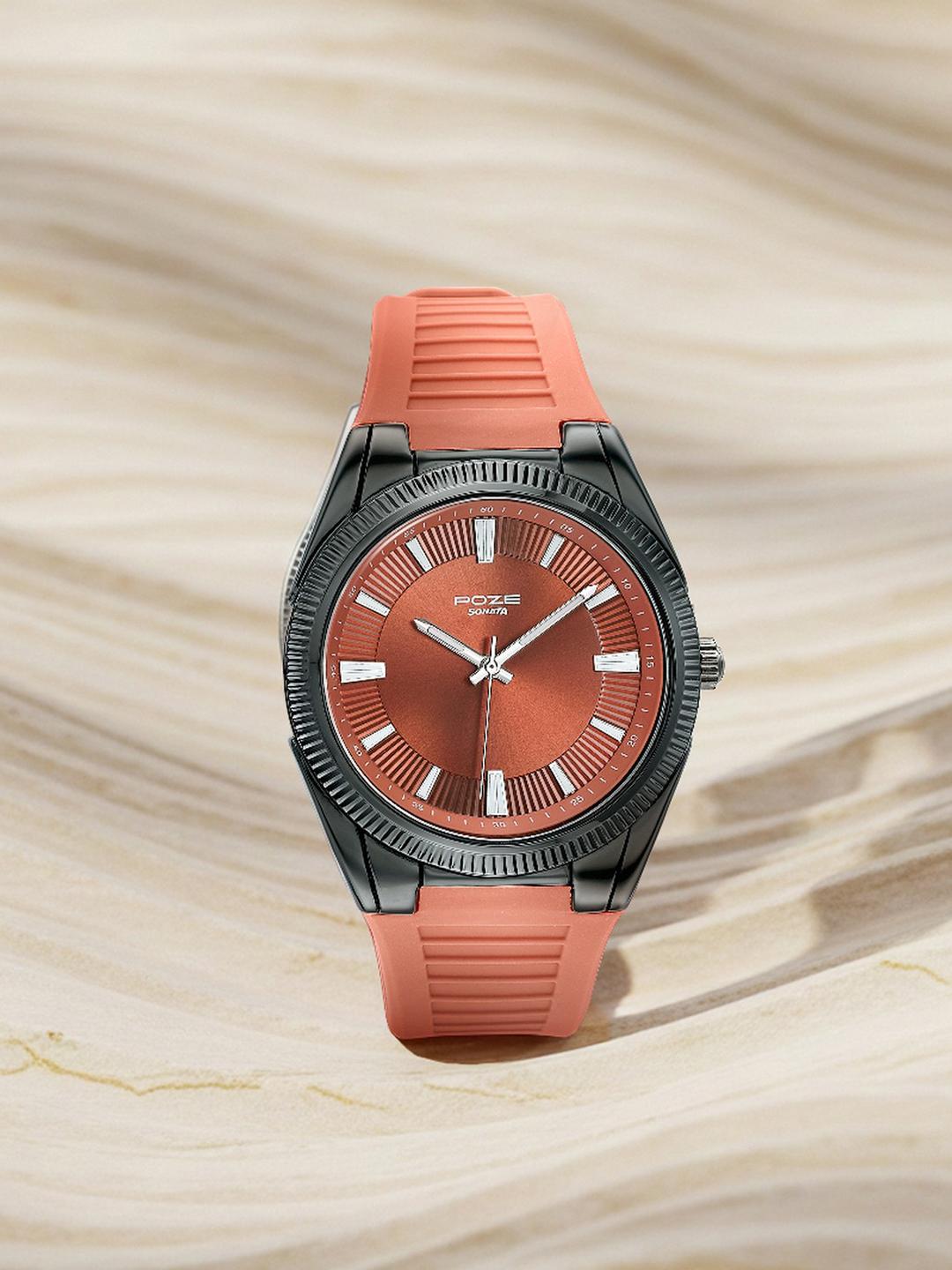 Buy Sonata Poze 7 Analog Orange Dial Watch For Men - SP70099NP01W