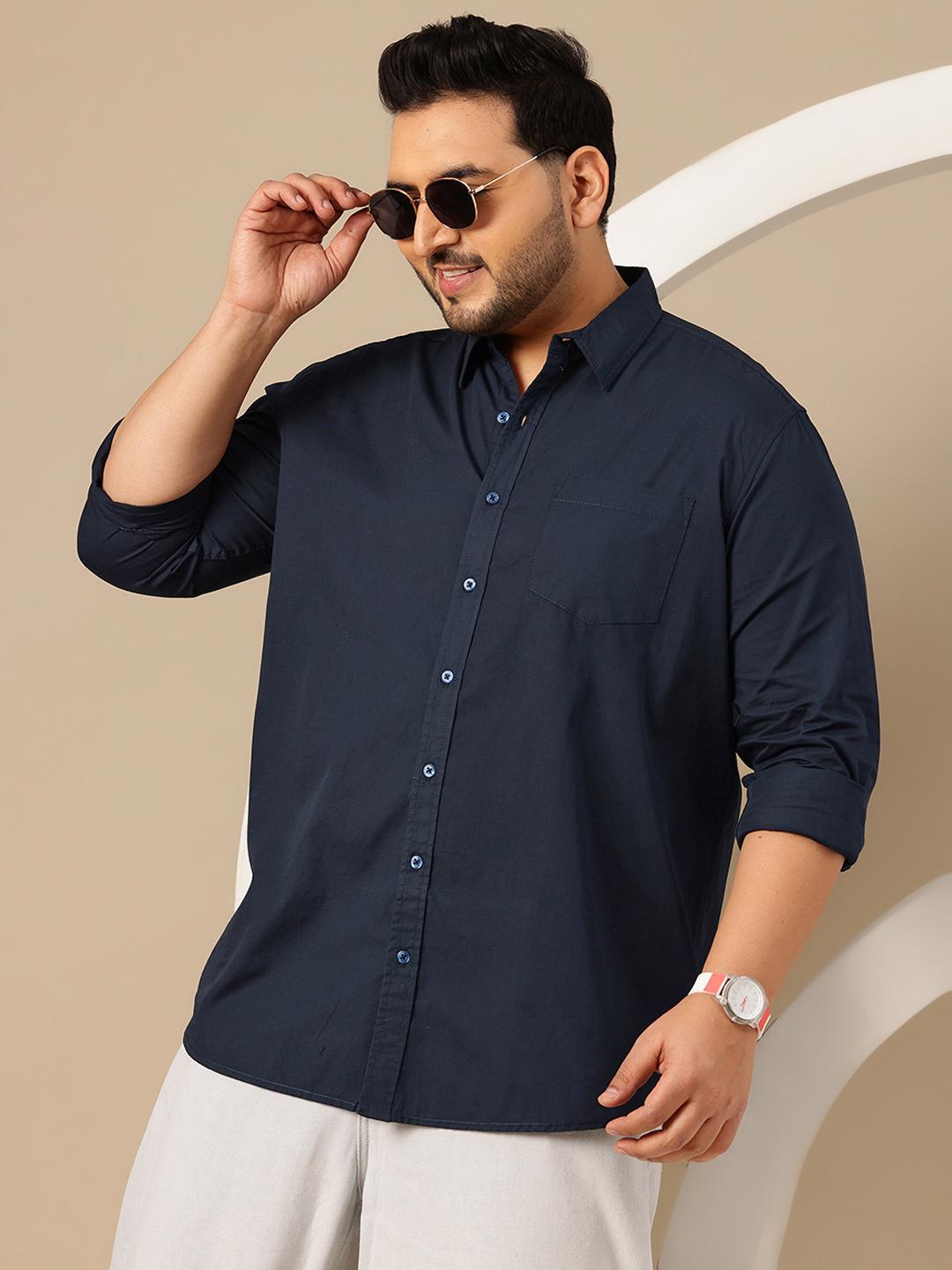 Sztori Plus Size Spread Collar Cotton Shirt