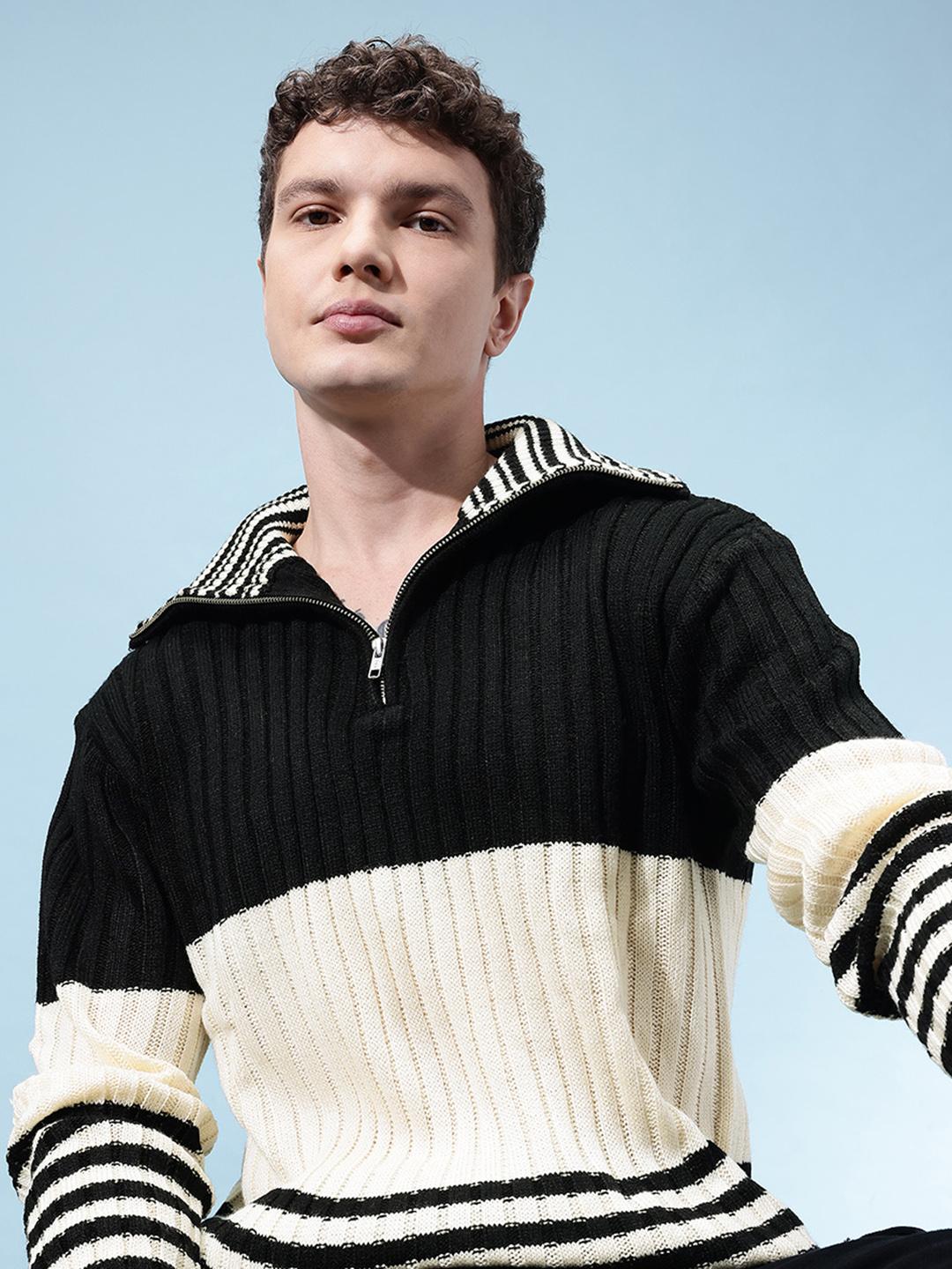 glitchez Mock Collar Colourblocked Pullover - Image 1