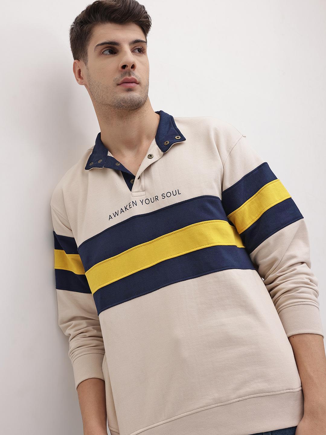 Buy The Roadster Life Co. Mock Collar Colorblocked Sweatshirt