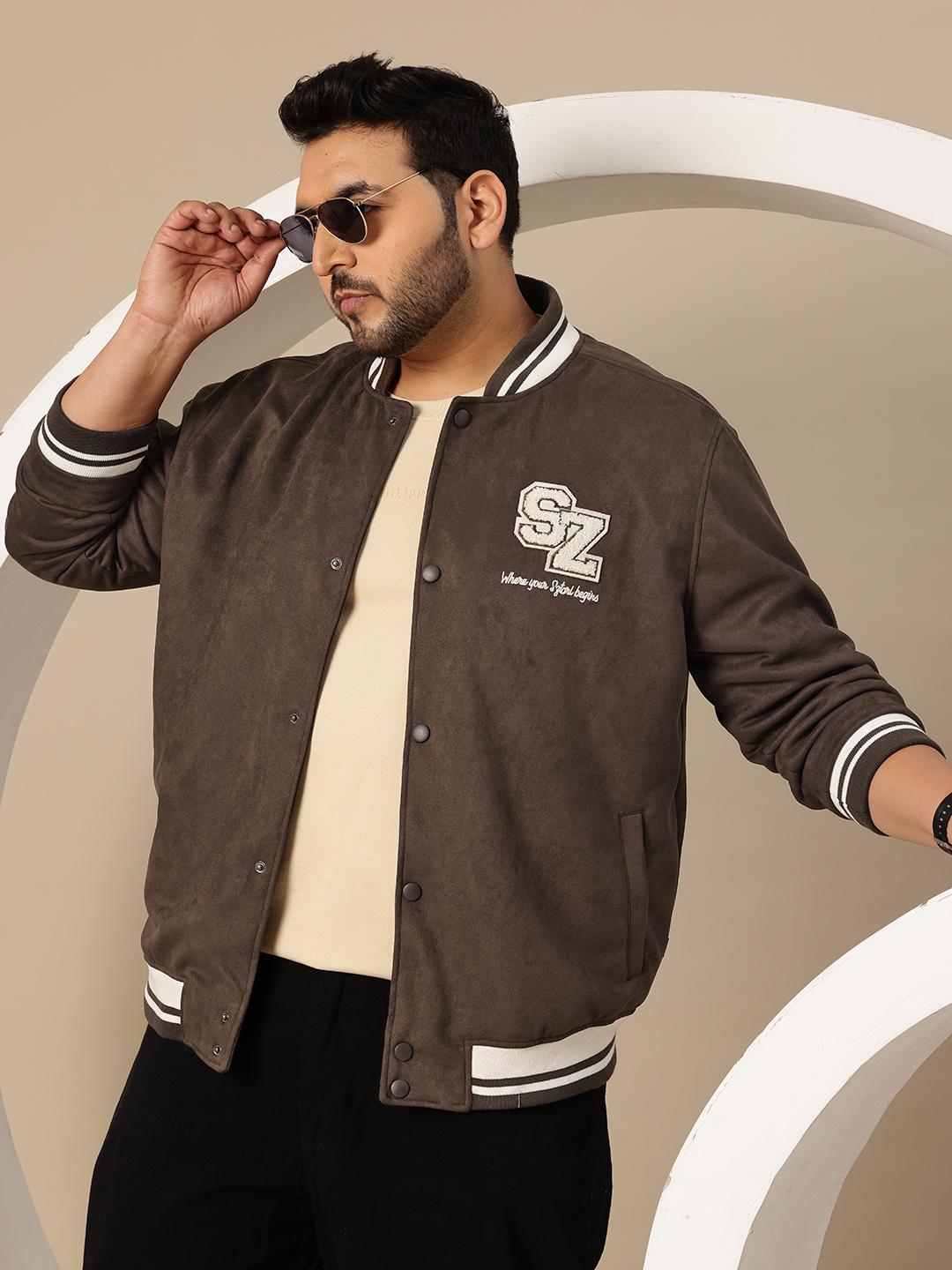Buy Sztori Plus Size Typography Varsity Jacket - Jackets for Men