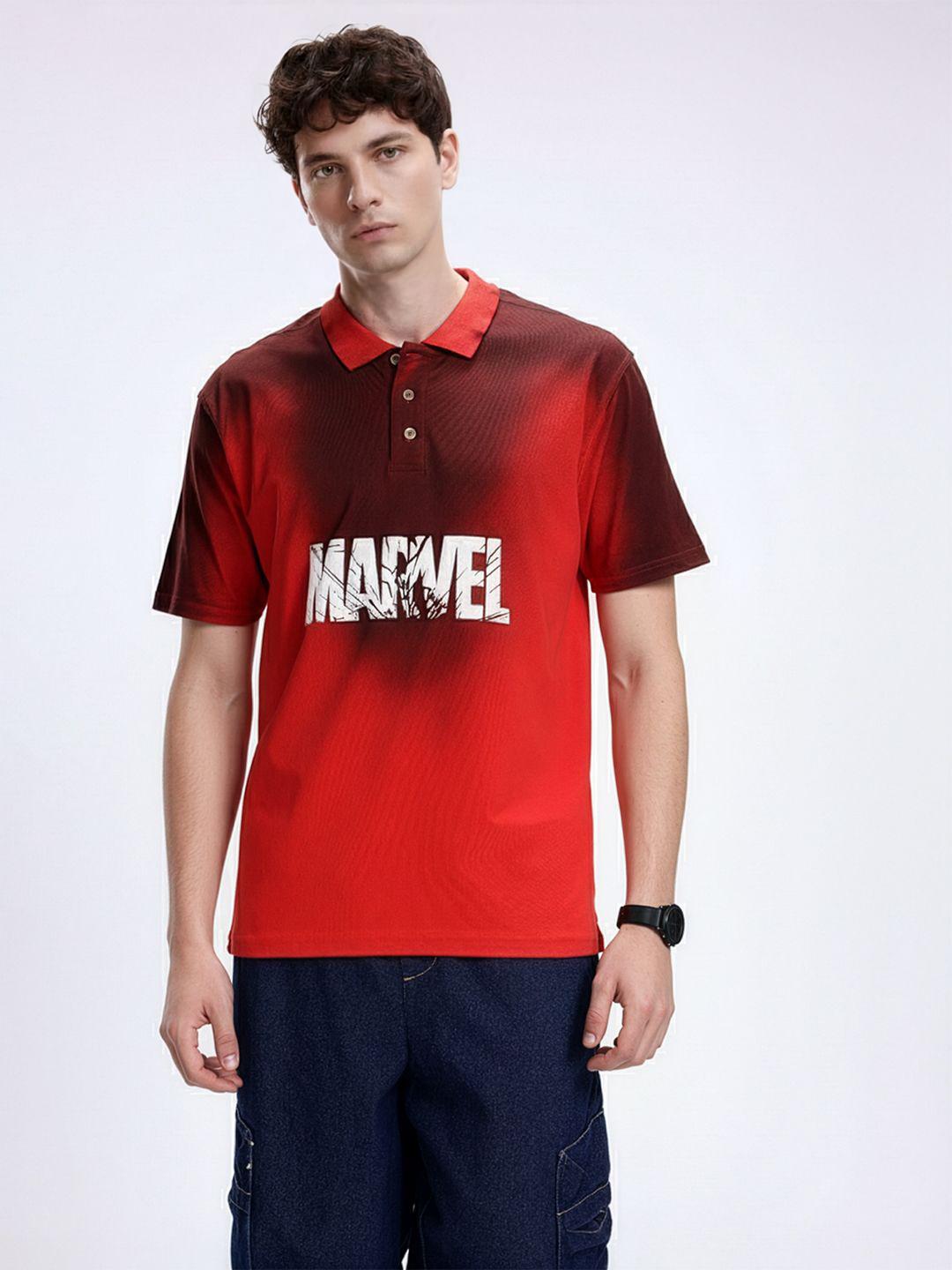 Kook N Keech Marvel Typography Polo Collar T-shirt - Image 1
