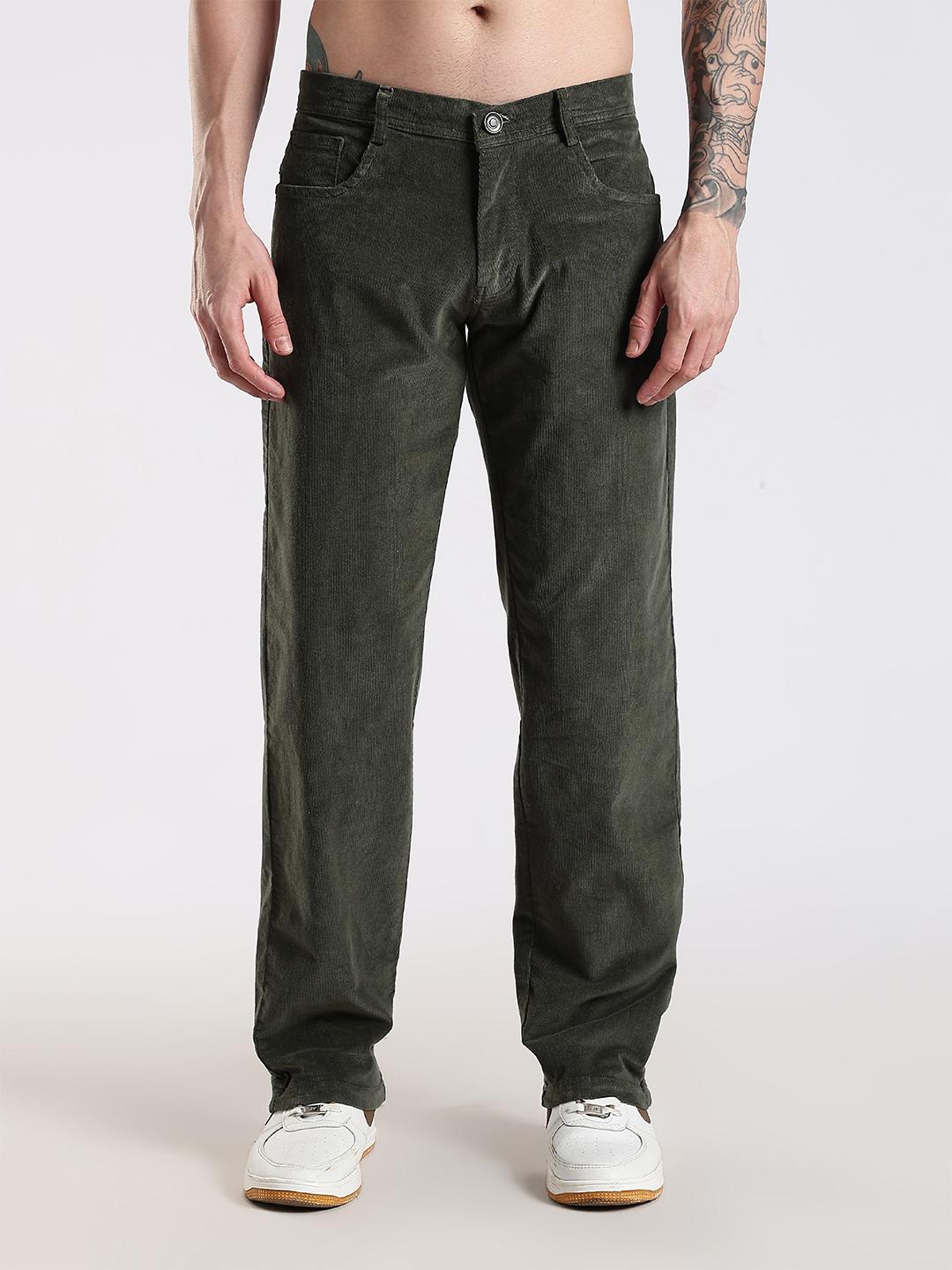 THE BEETEL HOUSE Men Relaxed Straight Fit Corduroy Trousers - Image 1