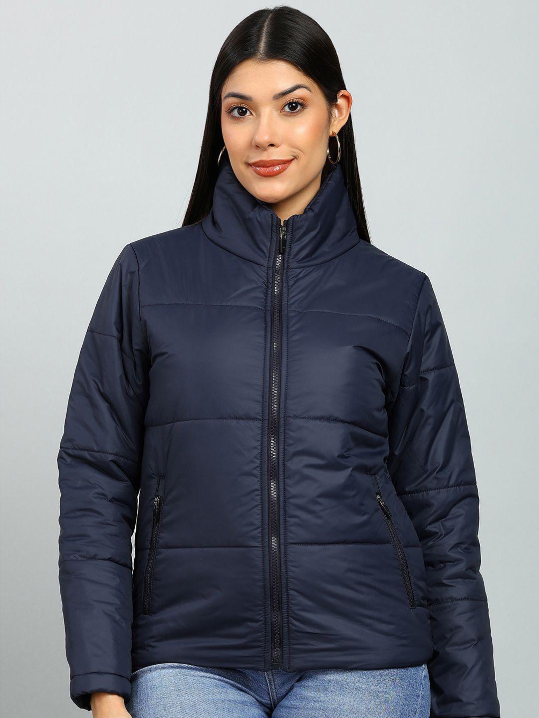 Buy XFOX Women Stand Collar Solid Padded Jacket - Jackets for